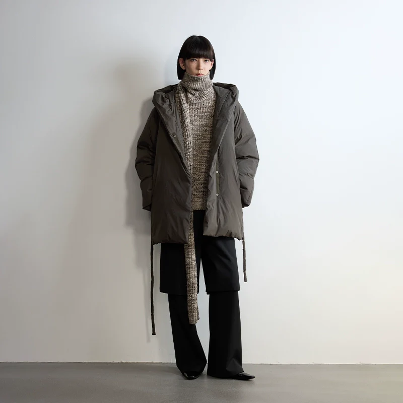 Belted Hooded Down Jacket - Image 7