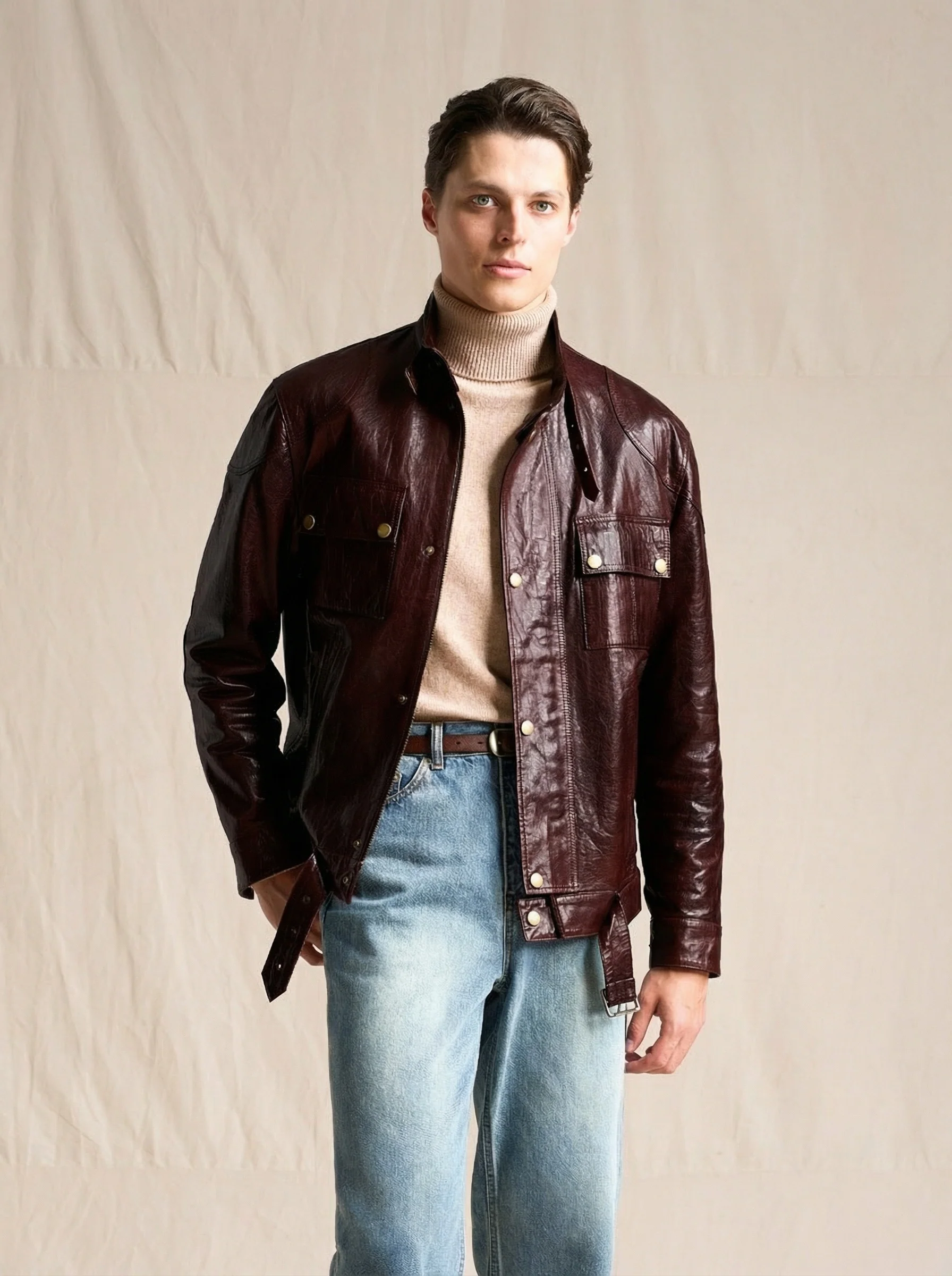 Belted Leather Jacket