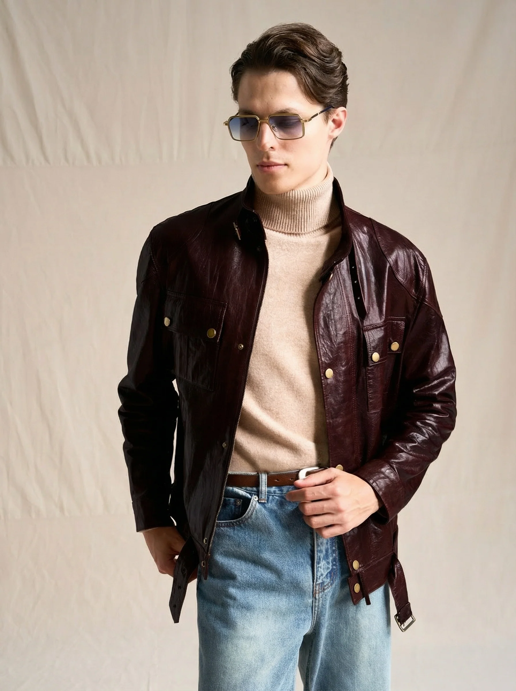 Belted Leather Jacket - Image 2