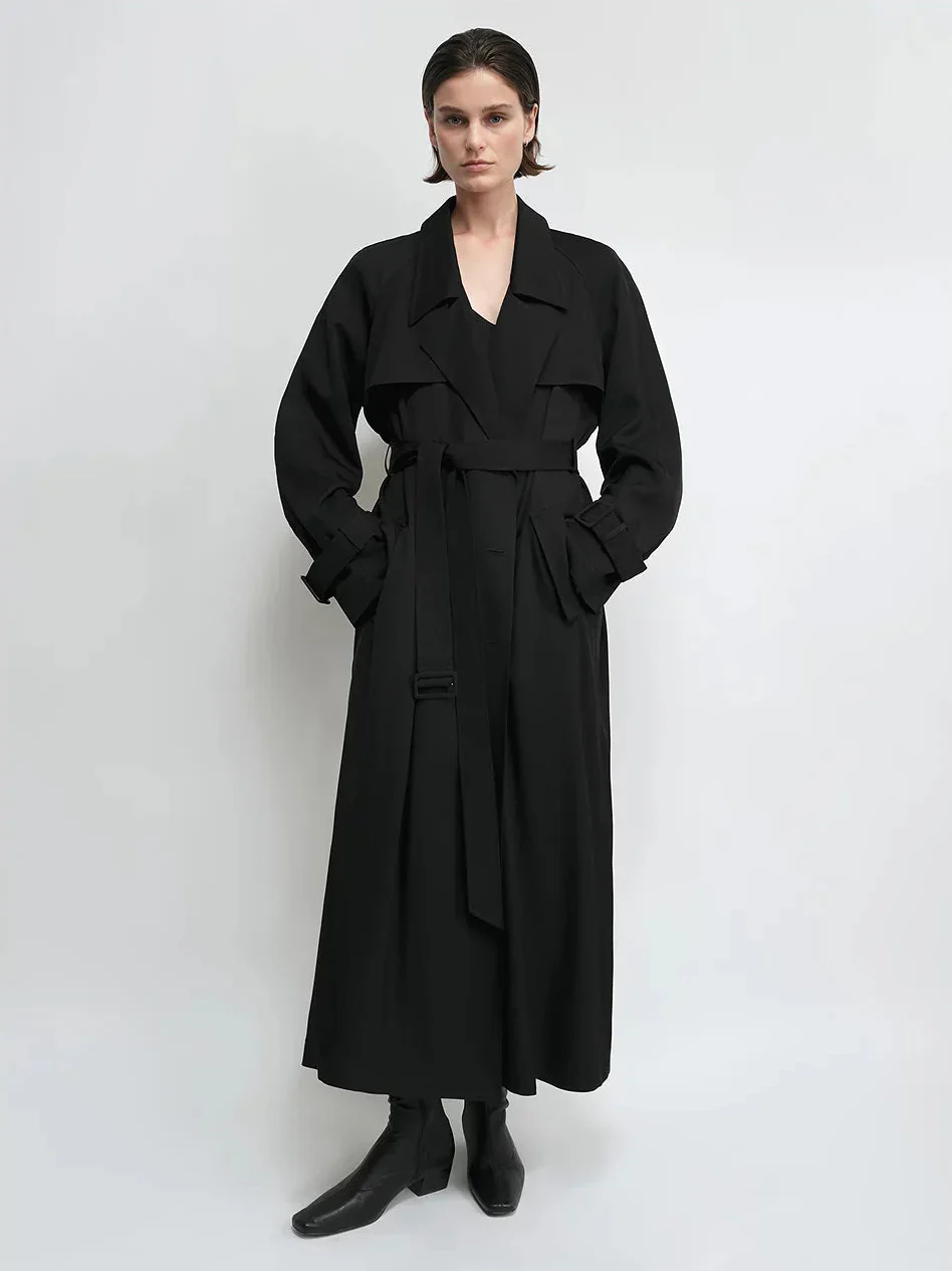 Belted Long Trench