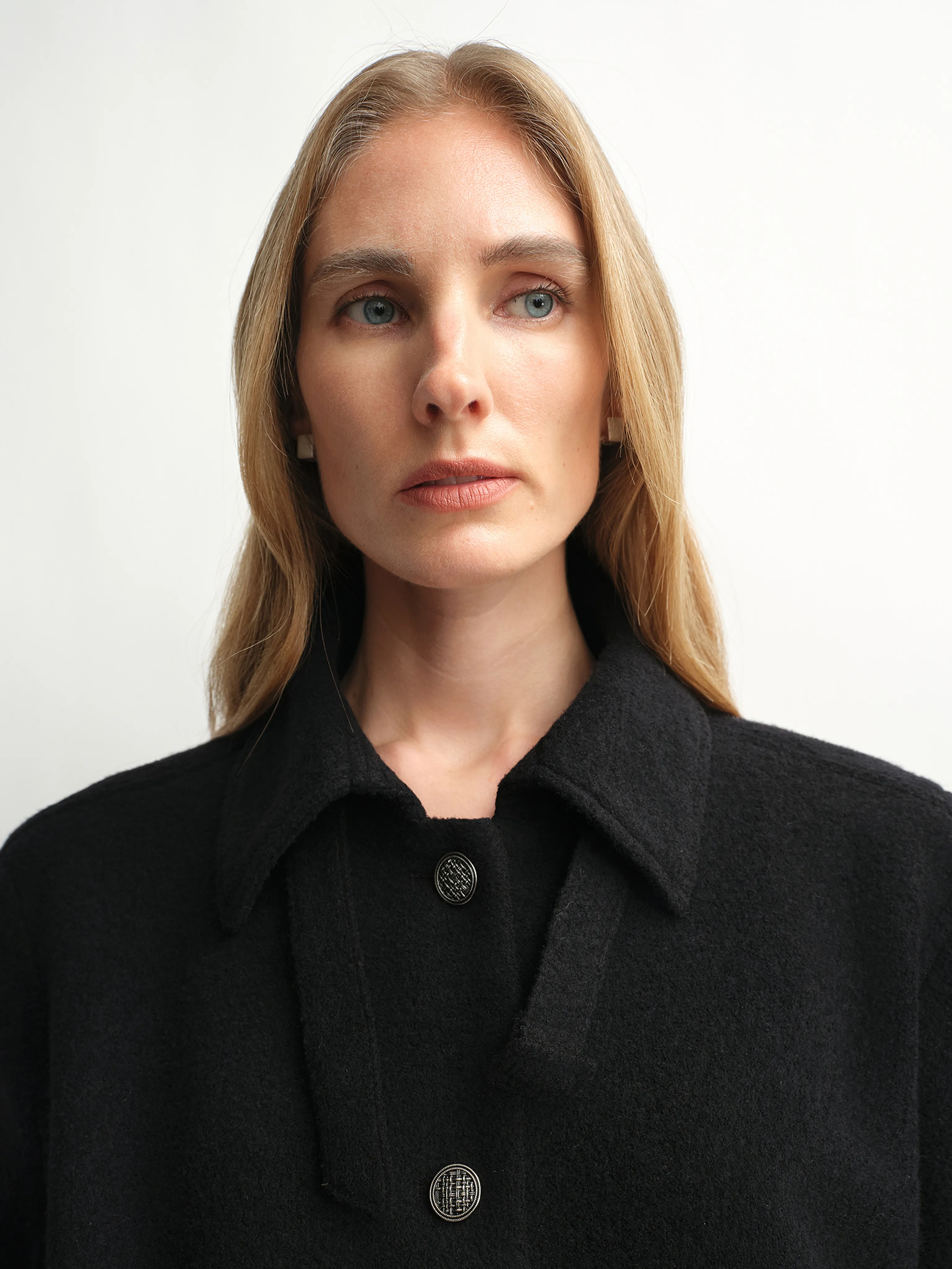 Belted Shirt-Collar Wool-Blend Short Coat - Image 2
