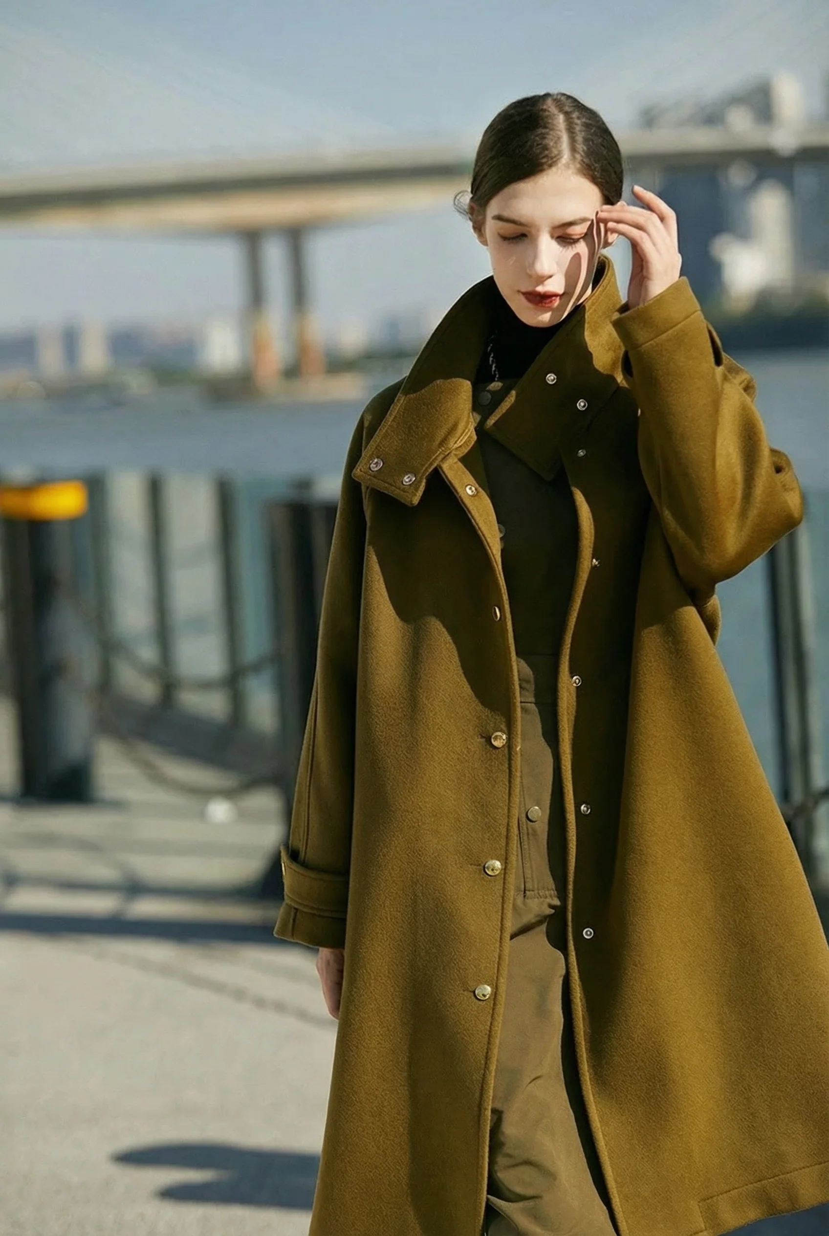 Belted Stand-Collar Coat - Image 4