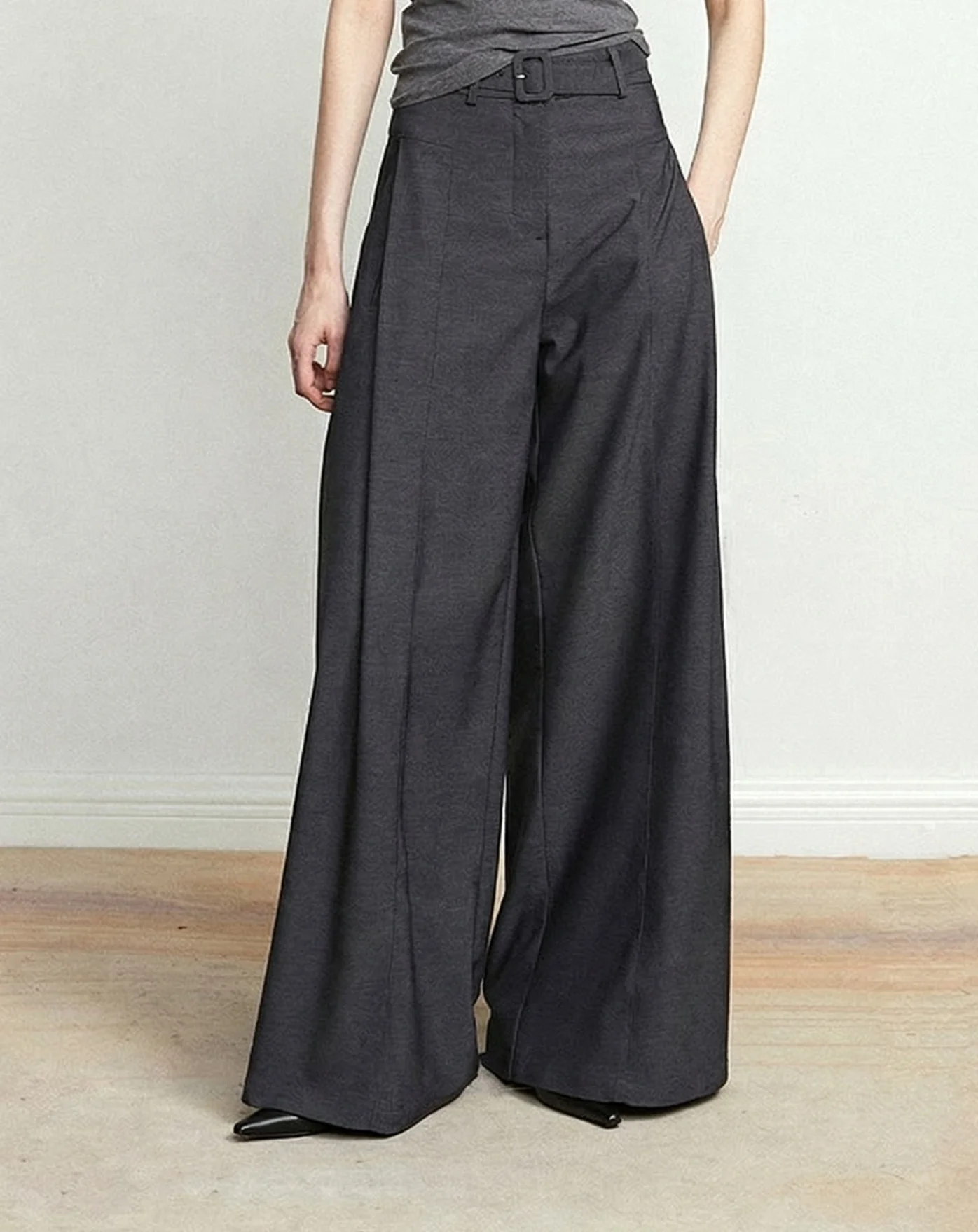Belted Wide-Leg Trousers