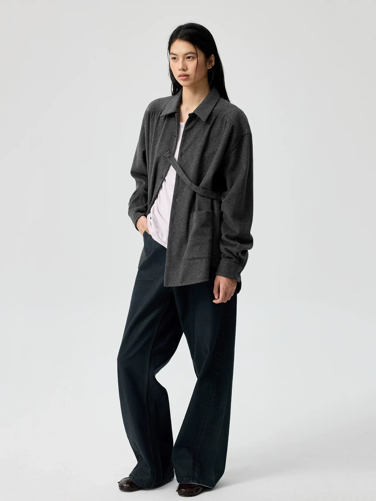 Belted Wool Overshirt - Image 2