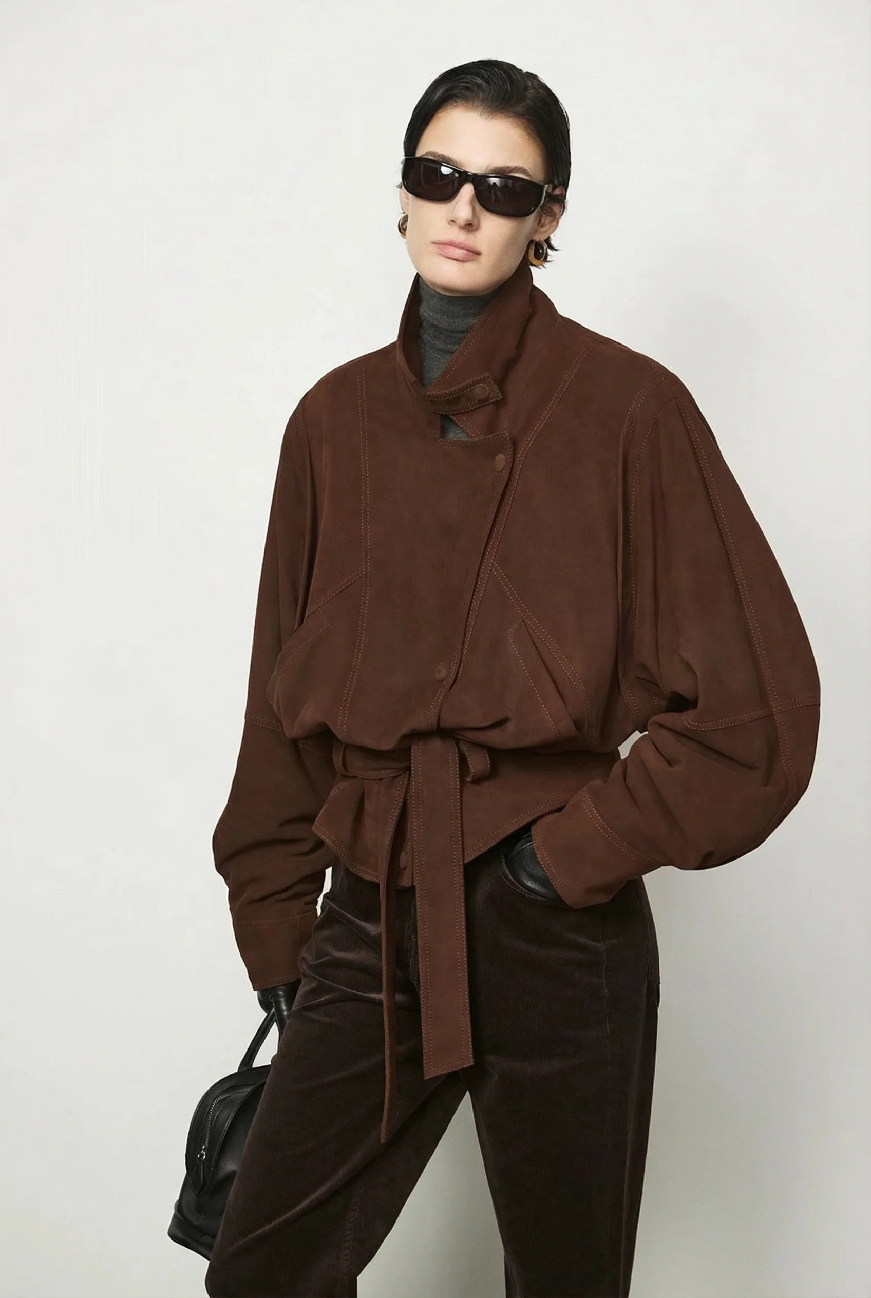 Belted Wrap Leather Jacket - Image 2