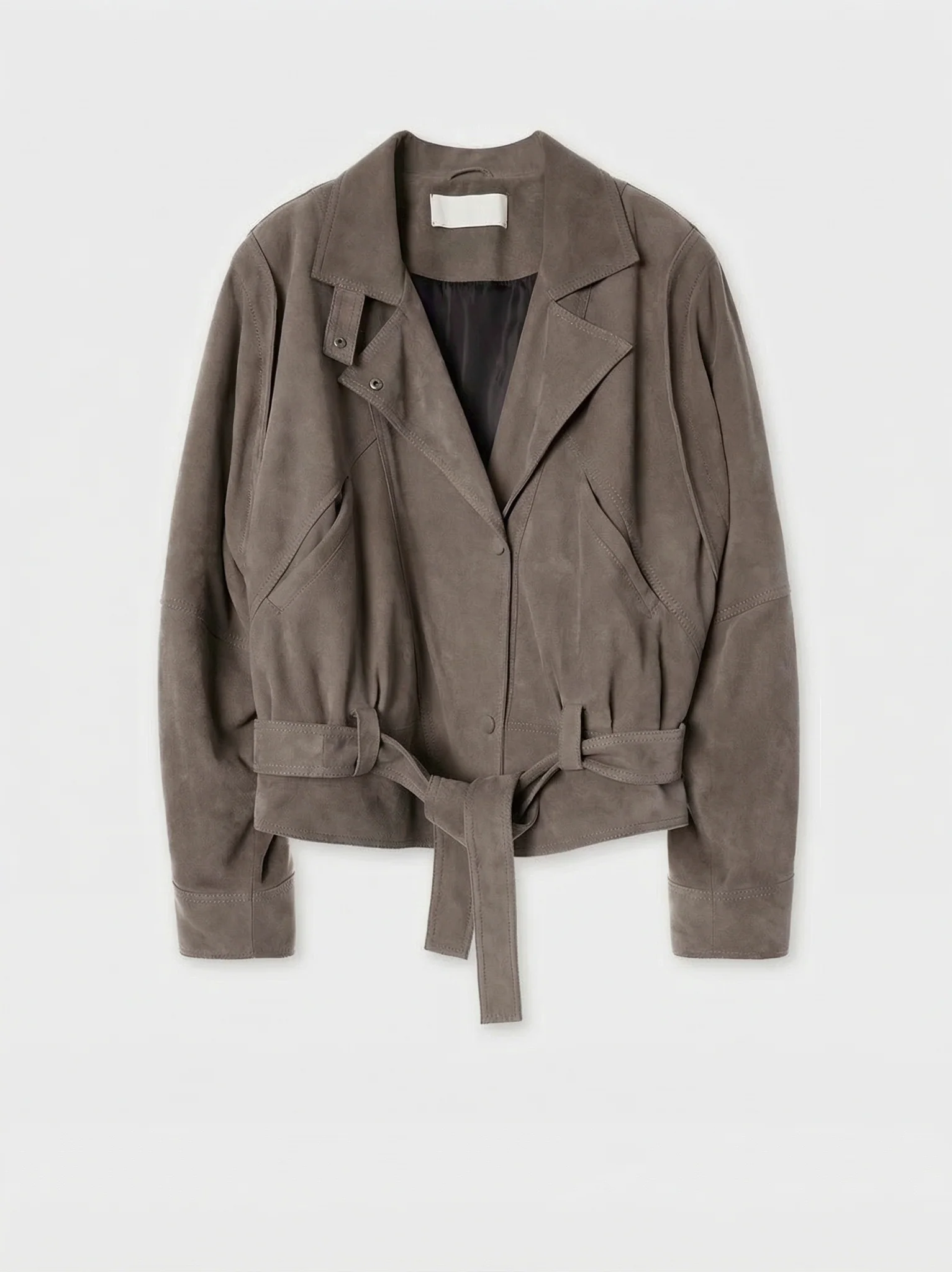 Belted Wrap Leather Jacket - Image 5