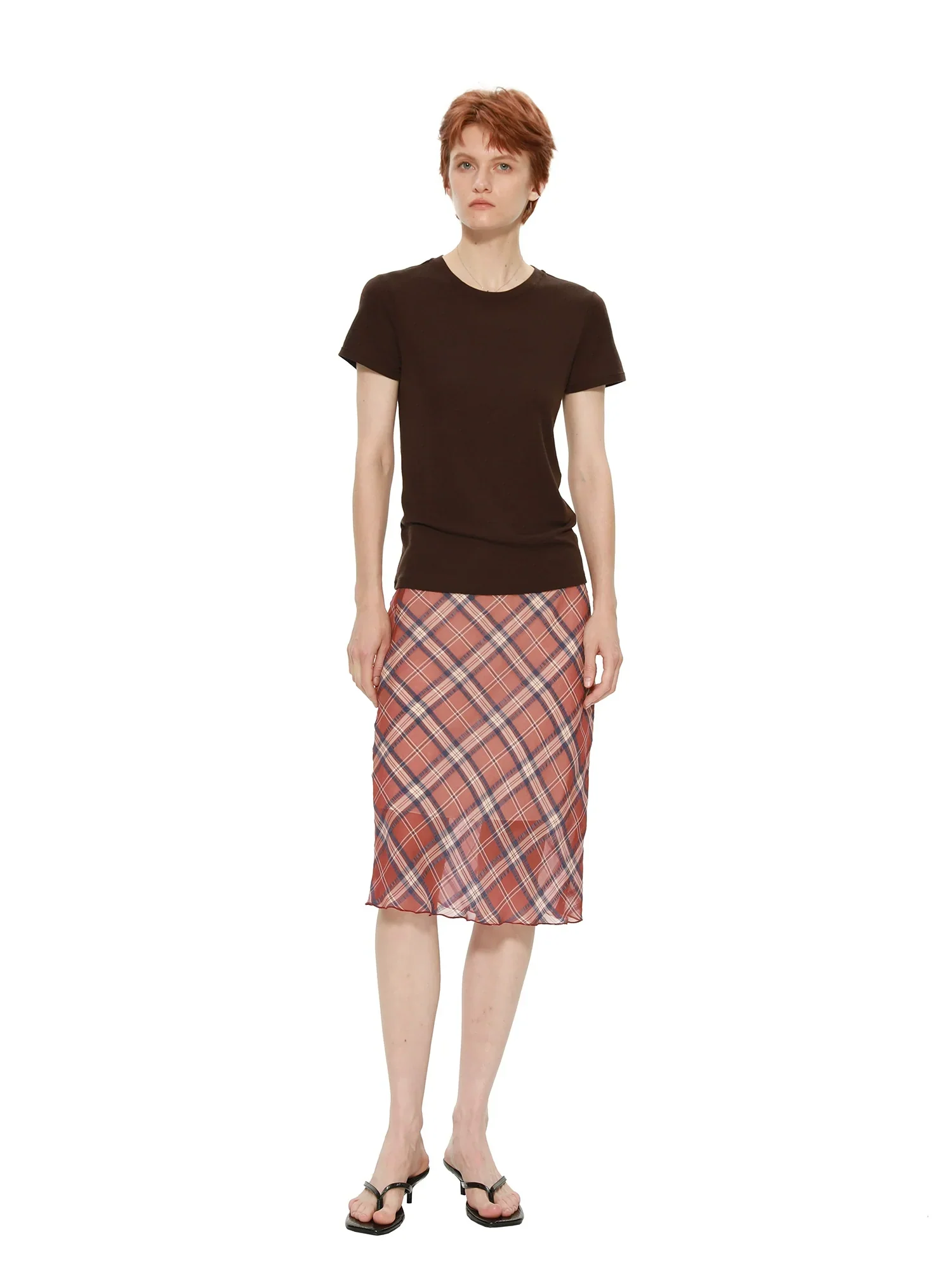 Bias-Cut Plaid Midi Skirt - Image 4