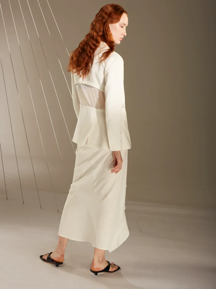 Bird-Button Mesh Slim Blazer - Image 2