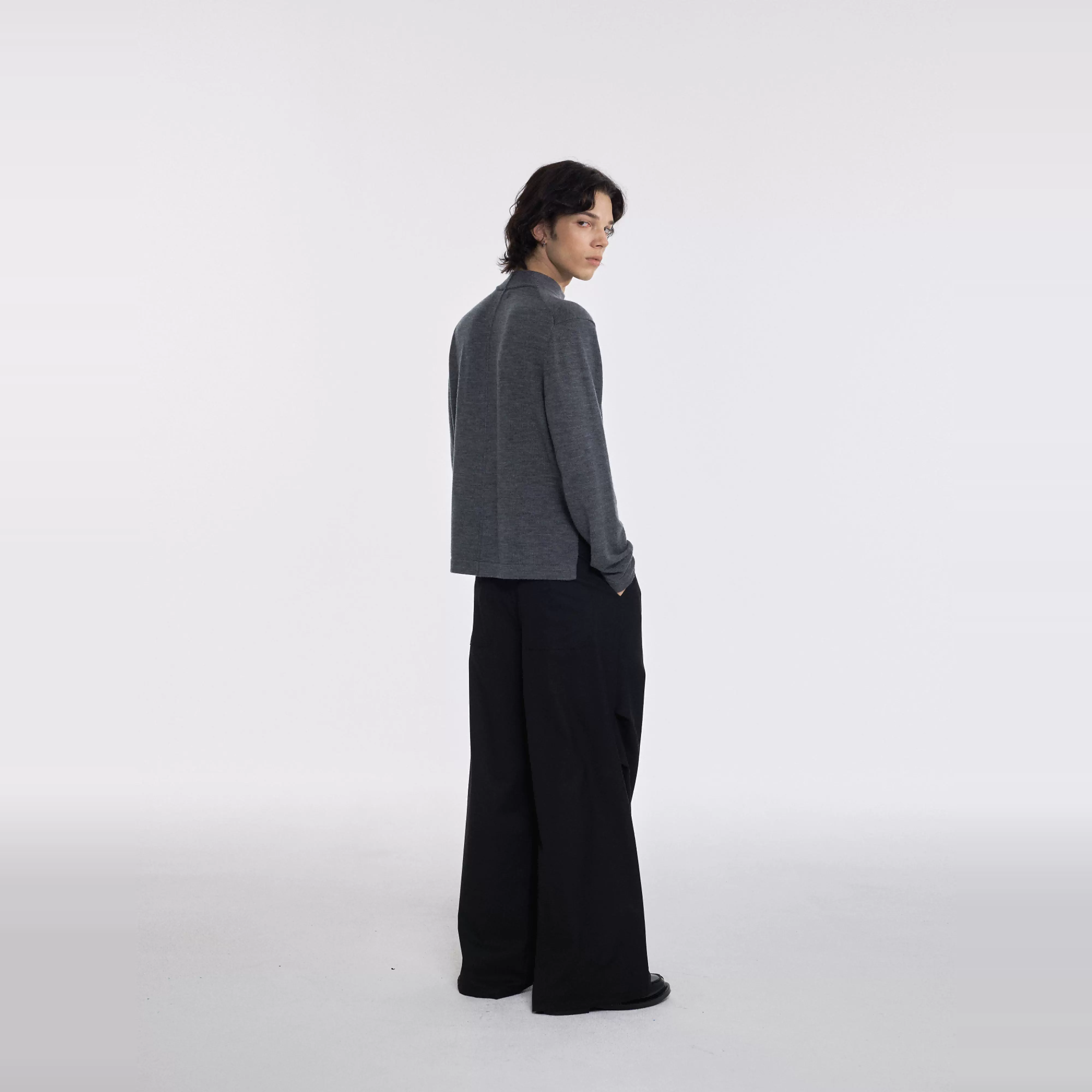 Black and Gray Wool Sweater - Image 2