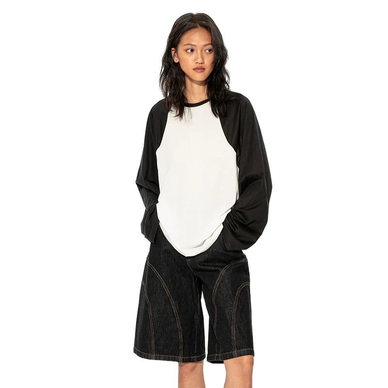 Black and White Raglan T-Shirt - Image 3