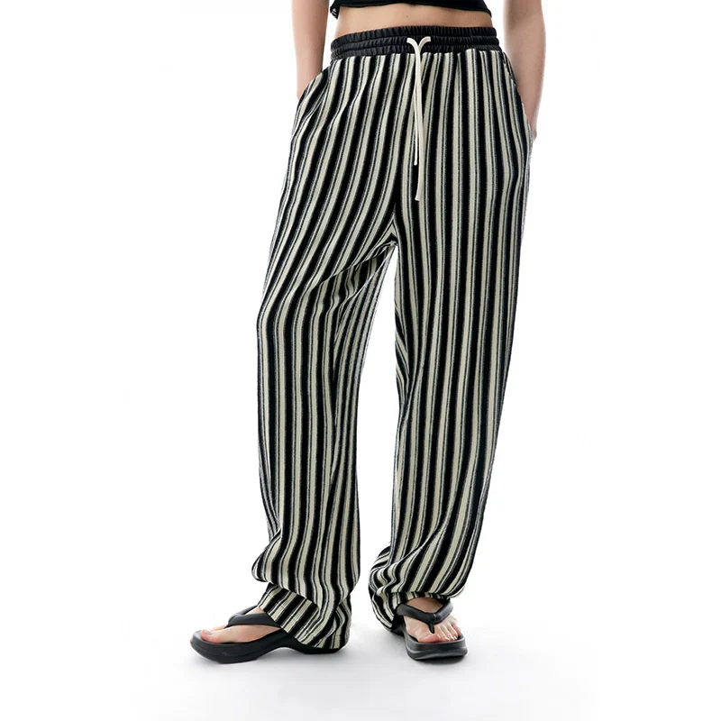 Black and White Striped Wide-Leg Pants - Image 2