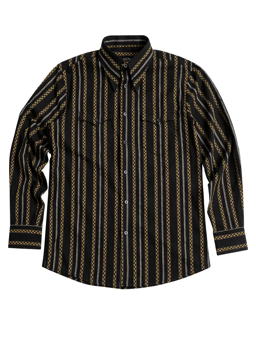 Black Chain Stripe Cotton Shirt - Image 5