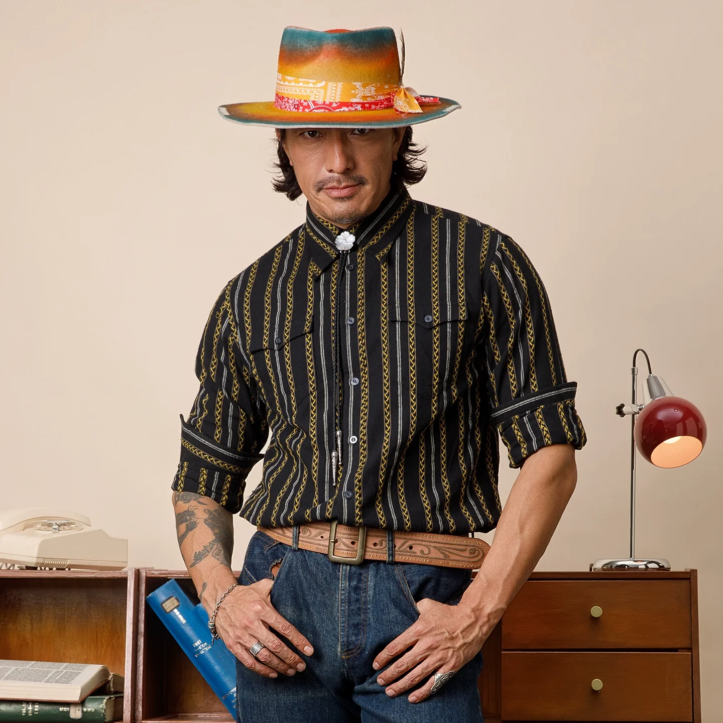 Black Chain Stripe Cotton Shirt - Image 6