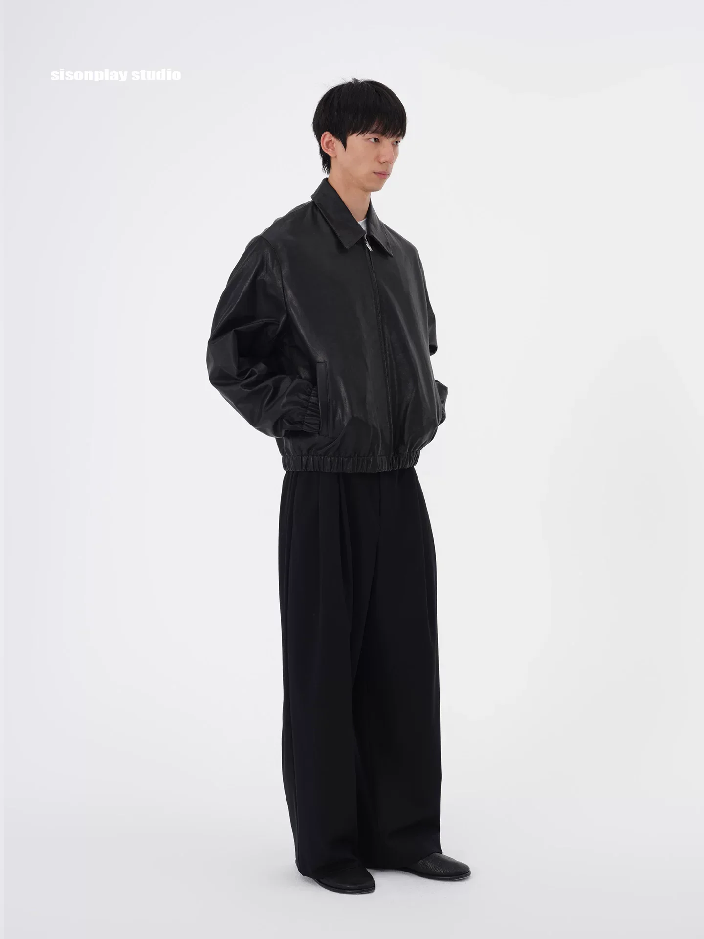 Black Cowhide Zip Bomber - Image 3