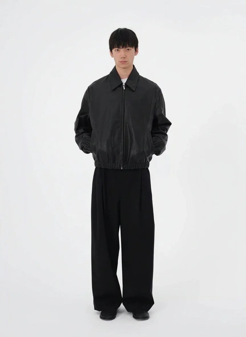 Black Cowhide Zip Bomber - Image 6