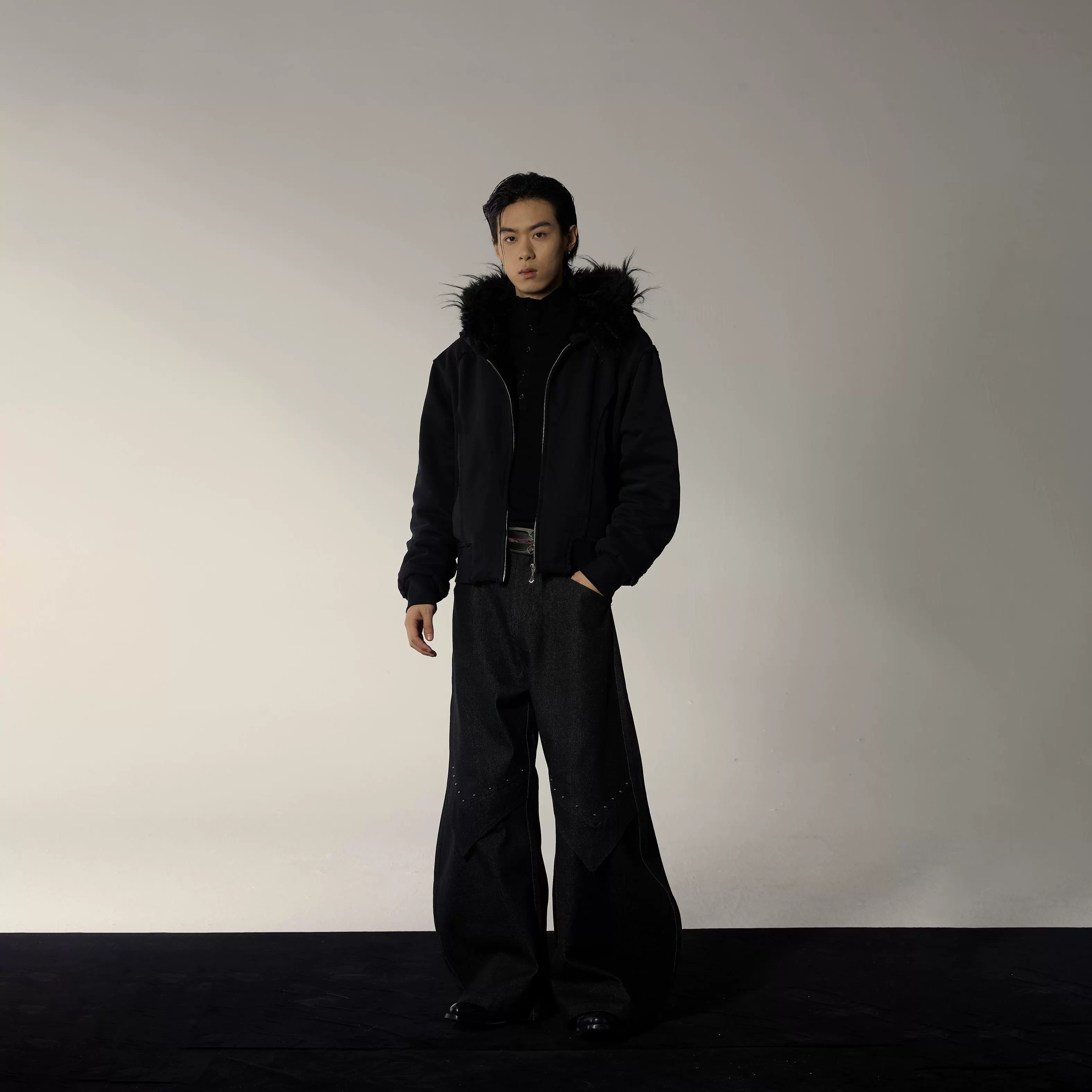 Black Faux Mink Hoodie - Image 3