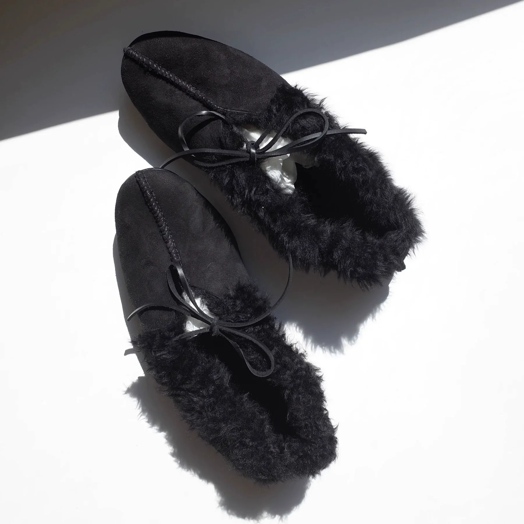 Black Fur-Lined Slippers - Image 2