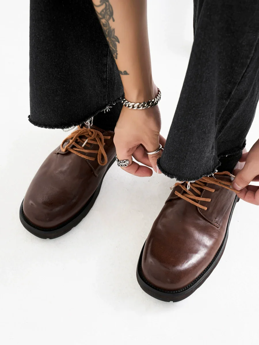 Black Horse Leather Derby Shoes - Image 5