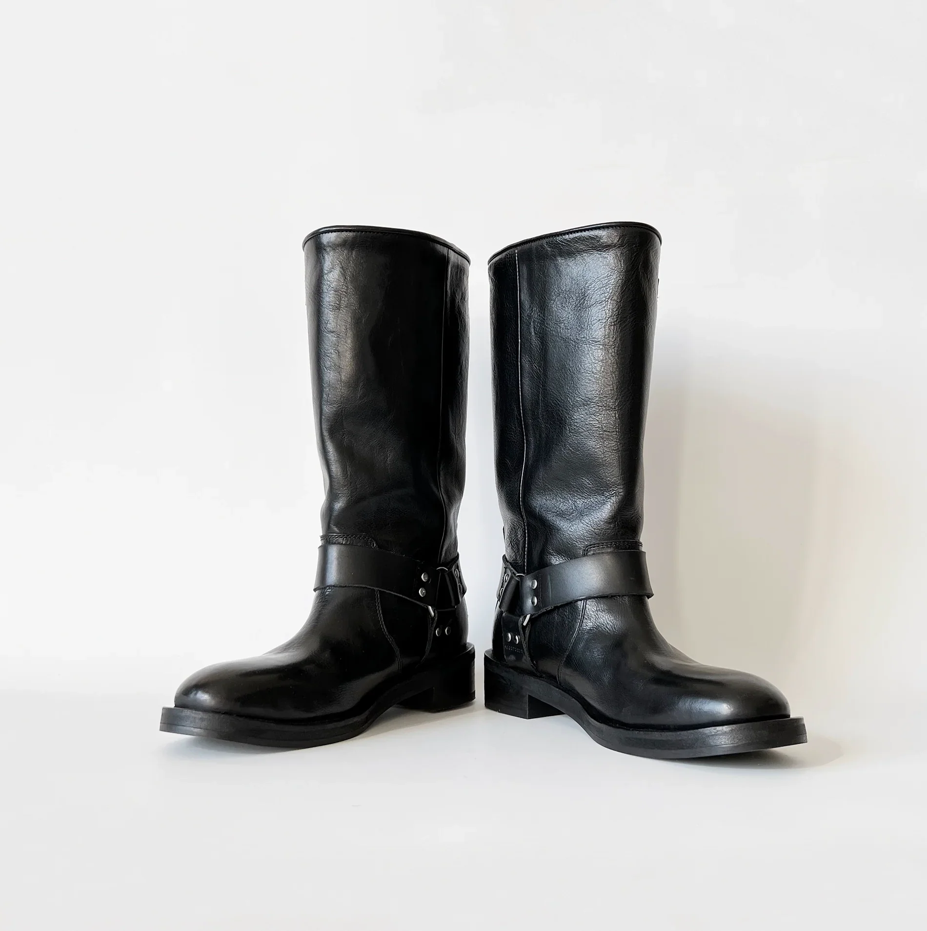 Black Leather Mid-Calf Boots - Image 2