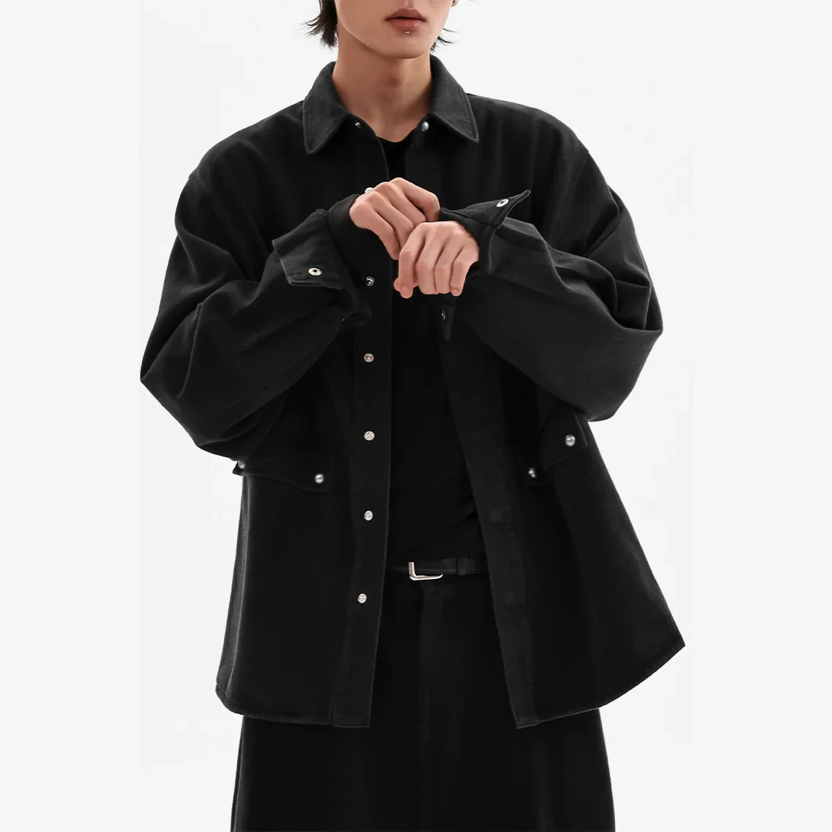 Black Oversized Shirt Jacket - Image 3