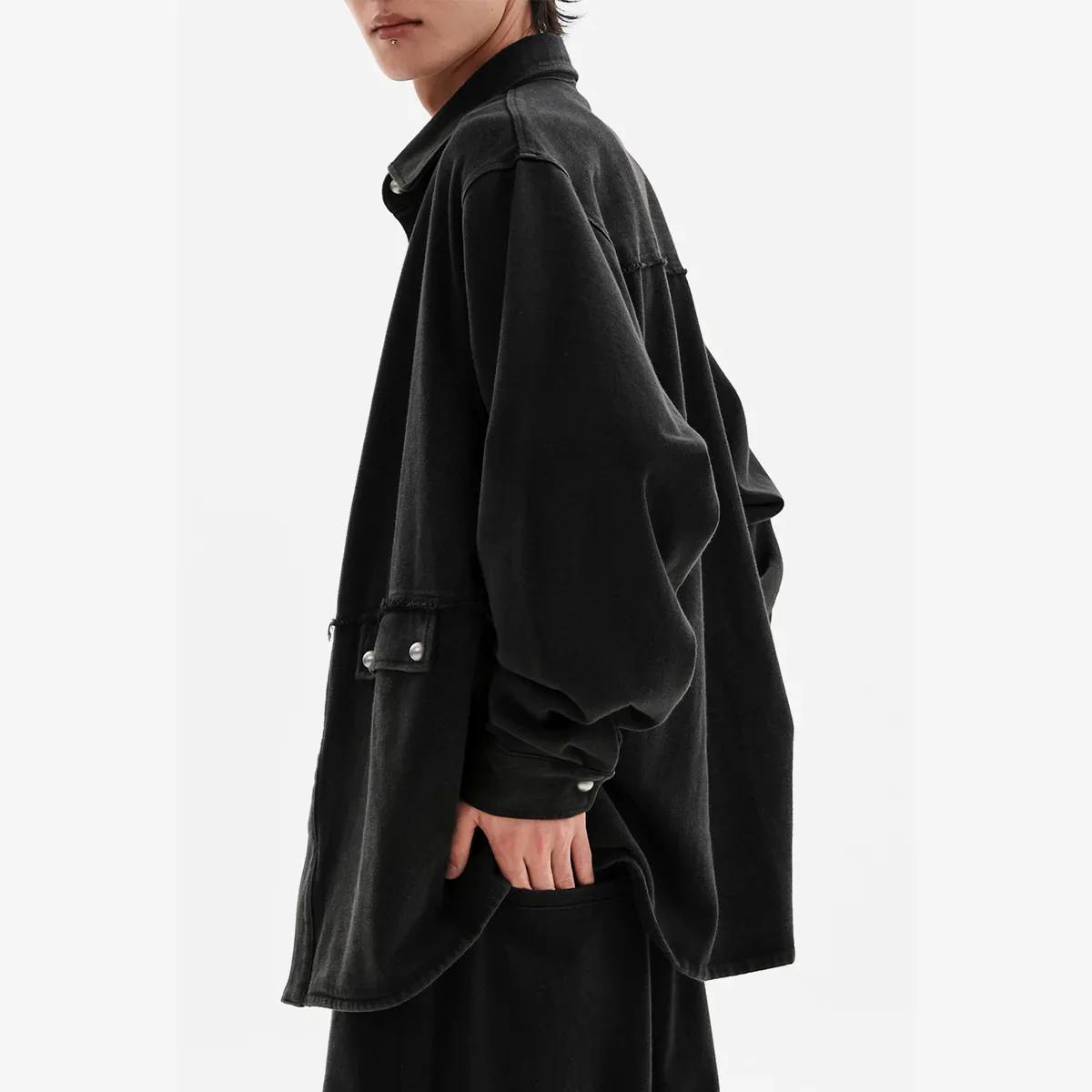 Black Oversized Shirt Jacket - Image 4