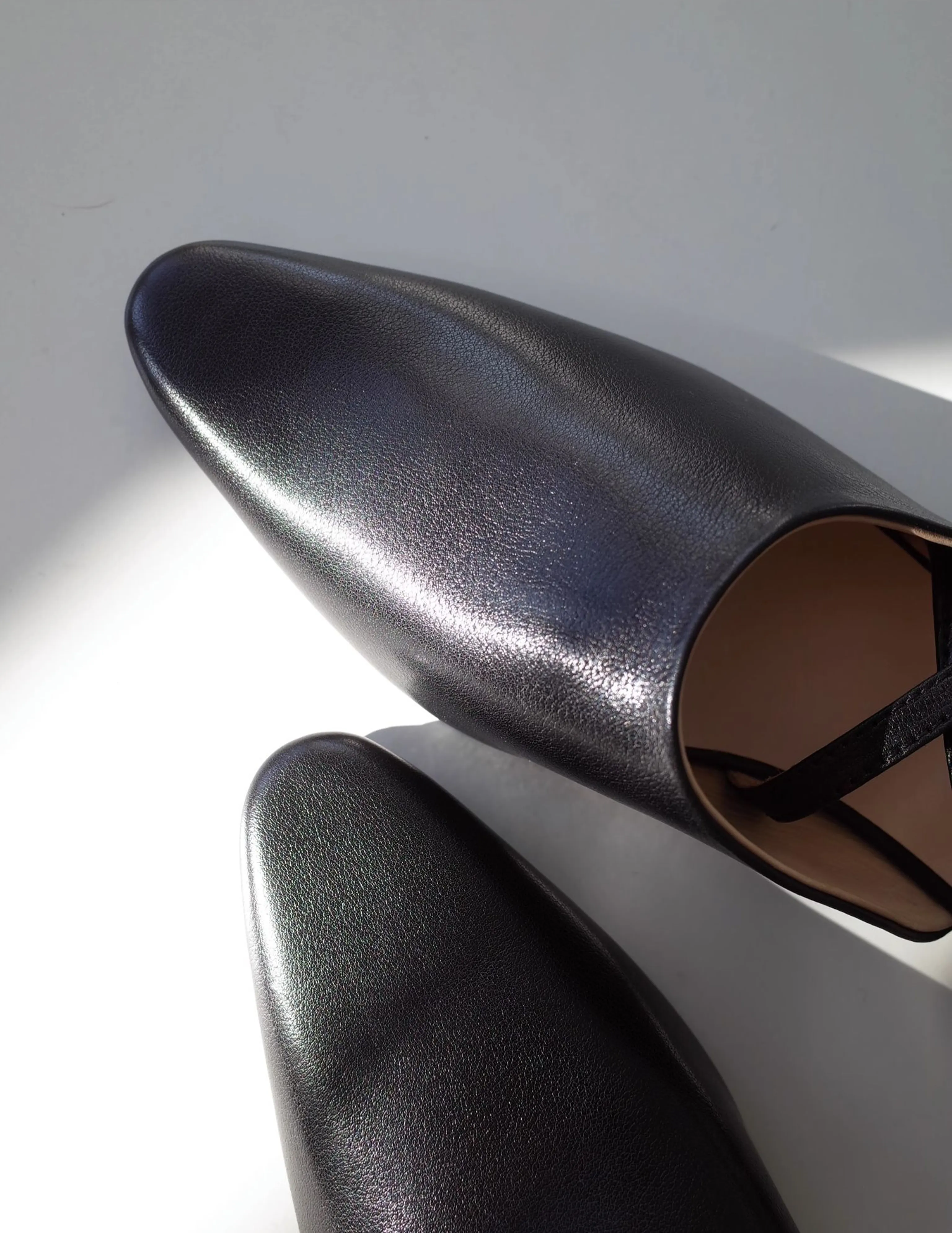 Black Pointed-Toe Strap Flats - Image 2