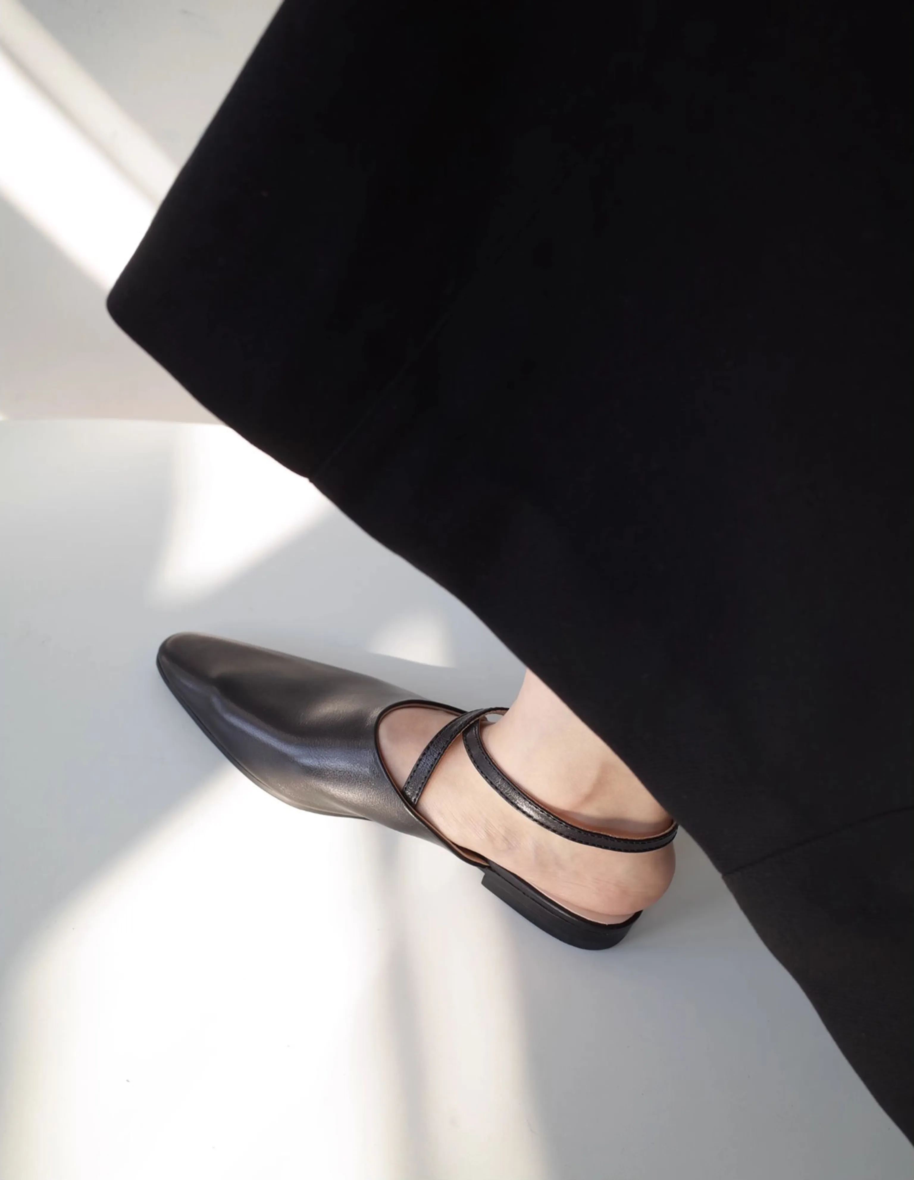 Black Pointed-Toe Strap Flats - Image 5
