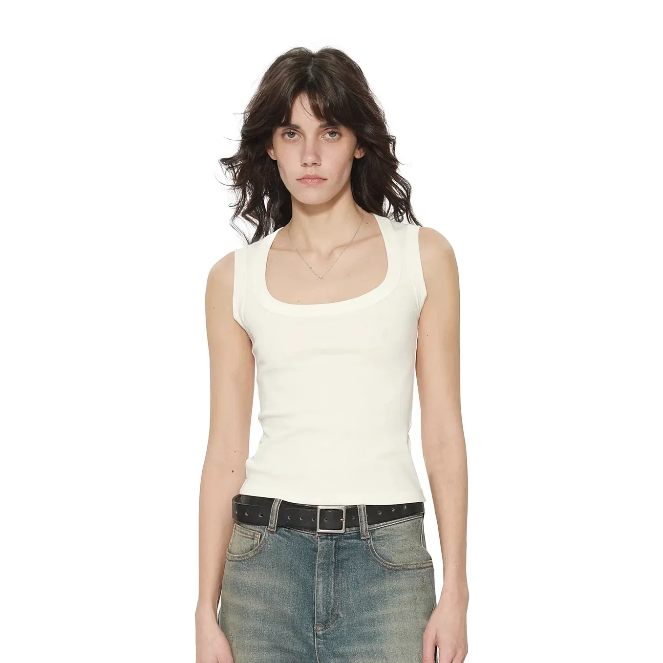 Black Scoop Neck Tank Top