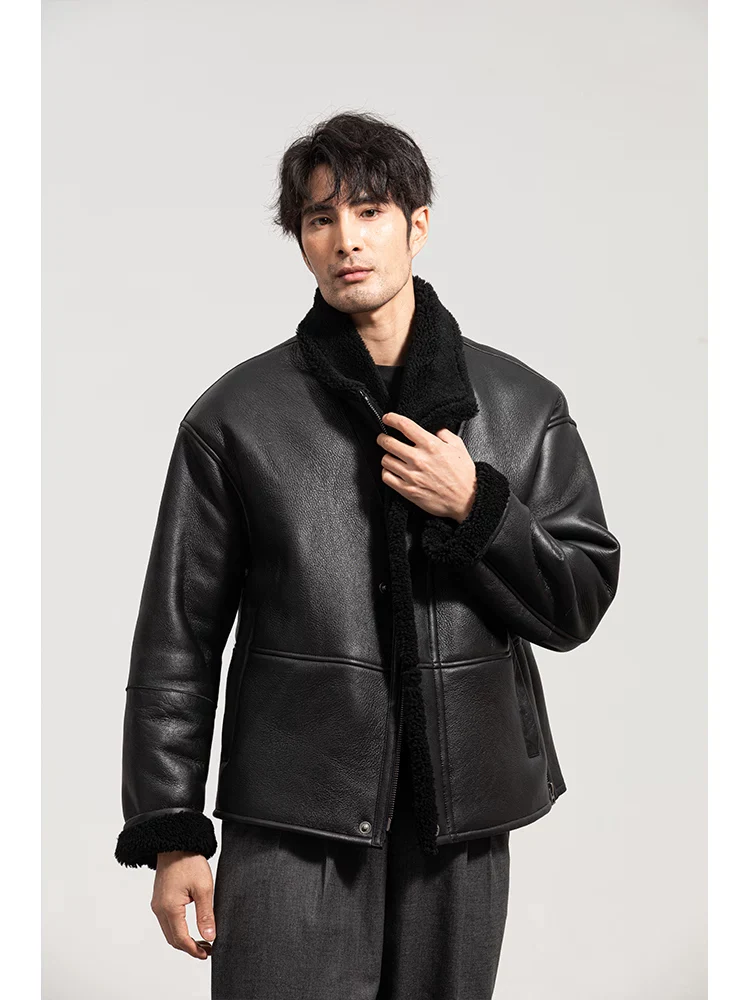 Black Shearling Aviator Jacket