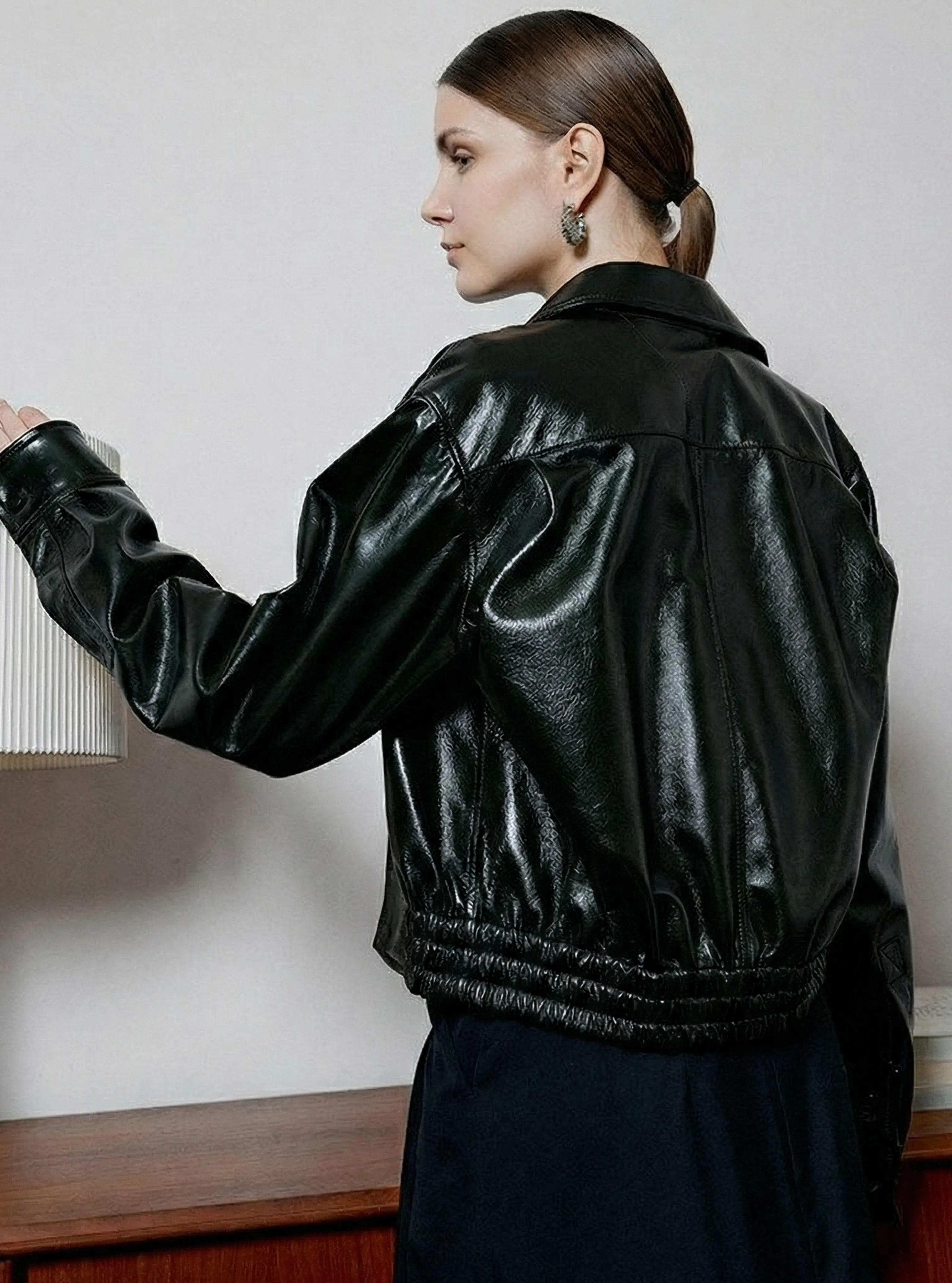 Black Sheepskin Blouson Jacket - Image 3