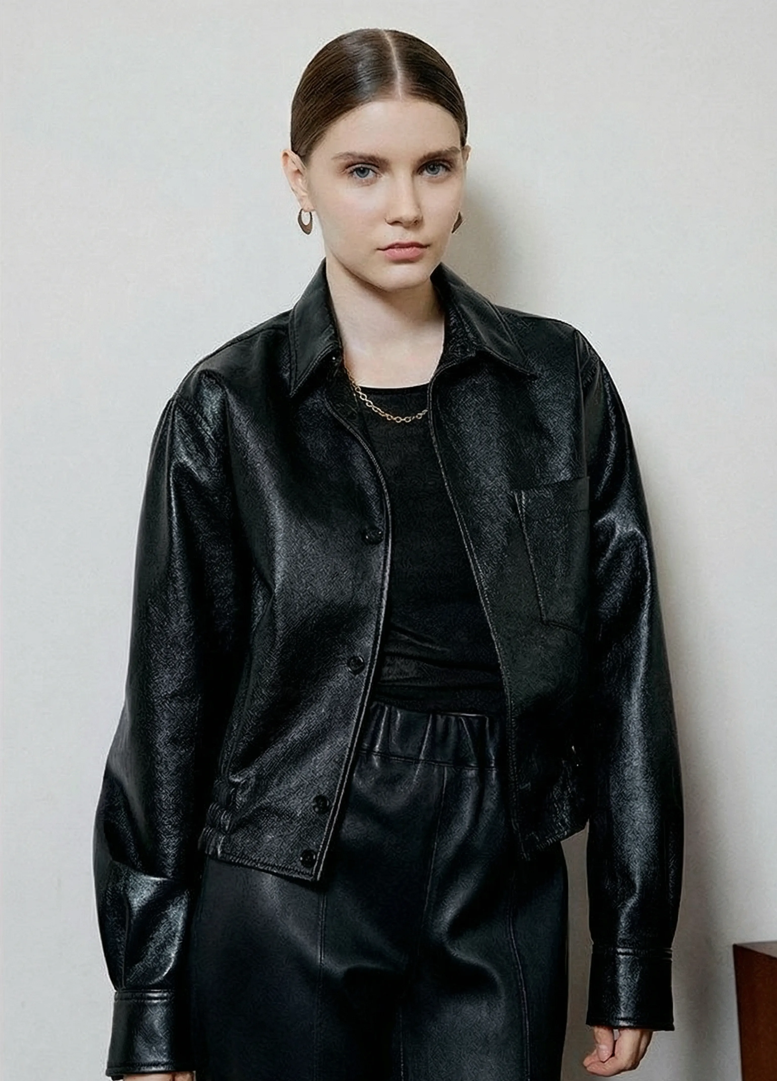 Black Sheepskin Blouson Jacket - Image 5