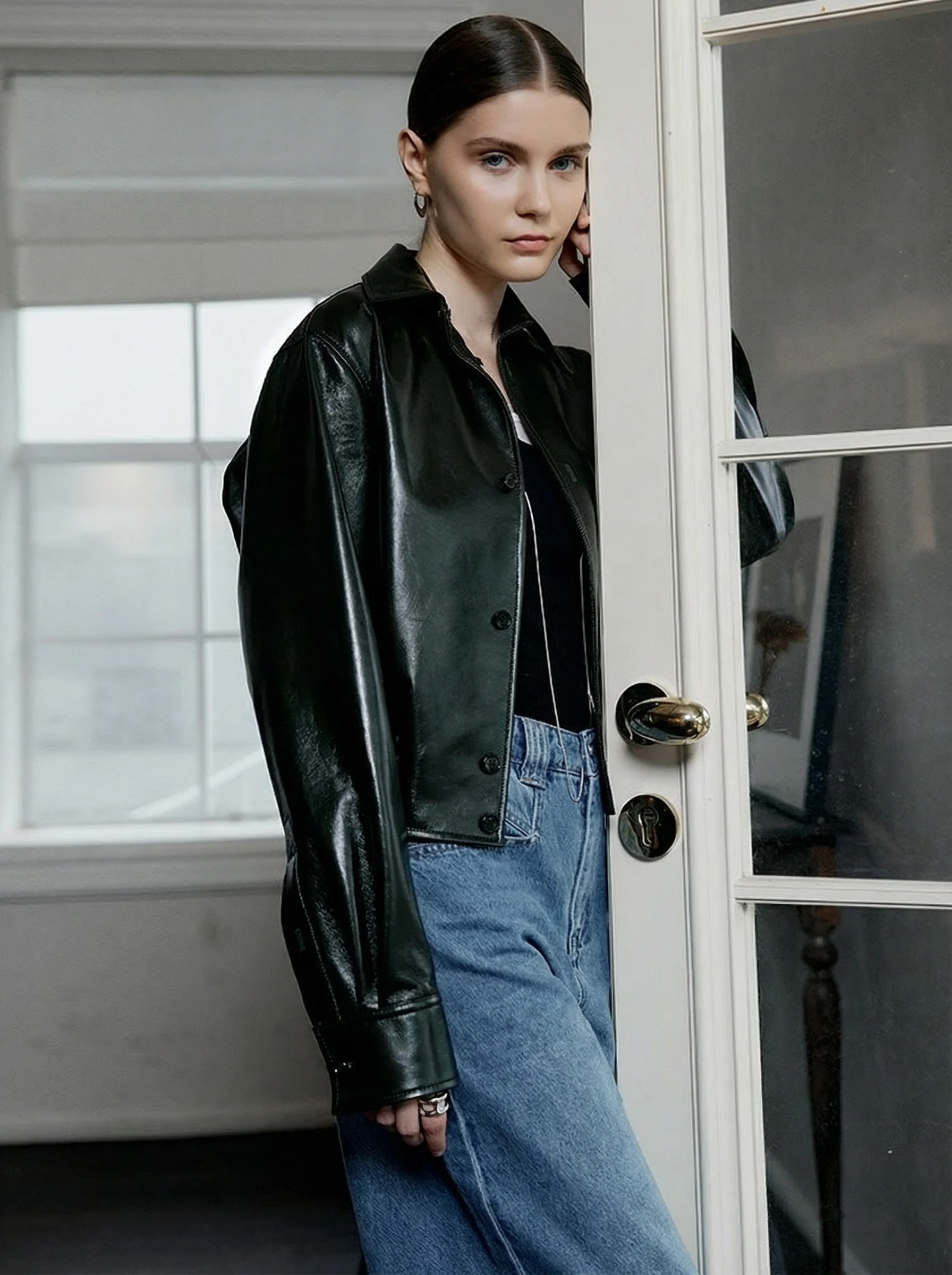 Black Sheepskin Blouson Jacket - Image 6