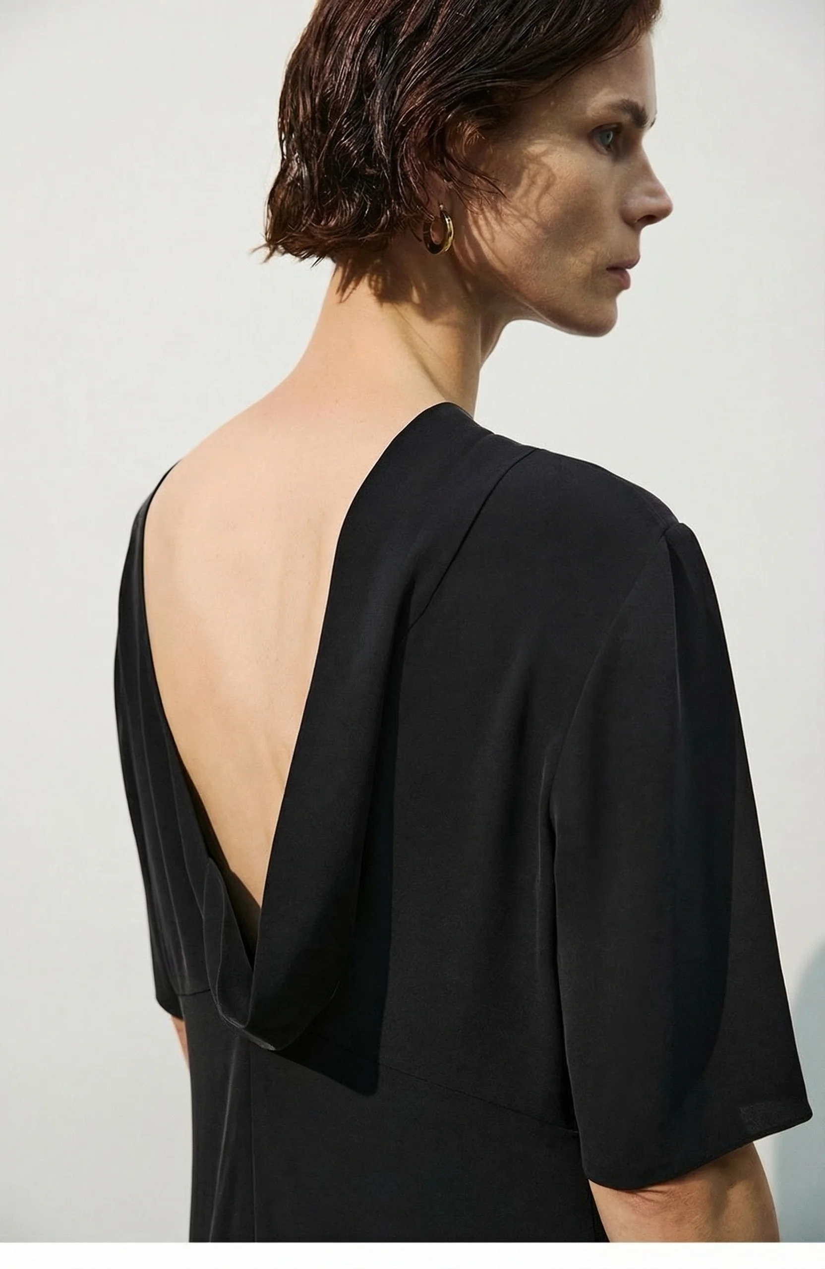 Black Silk Cowl-Back Dress - Image 8