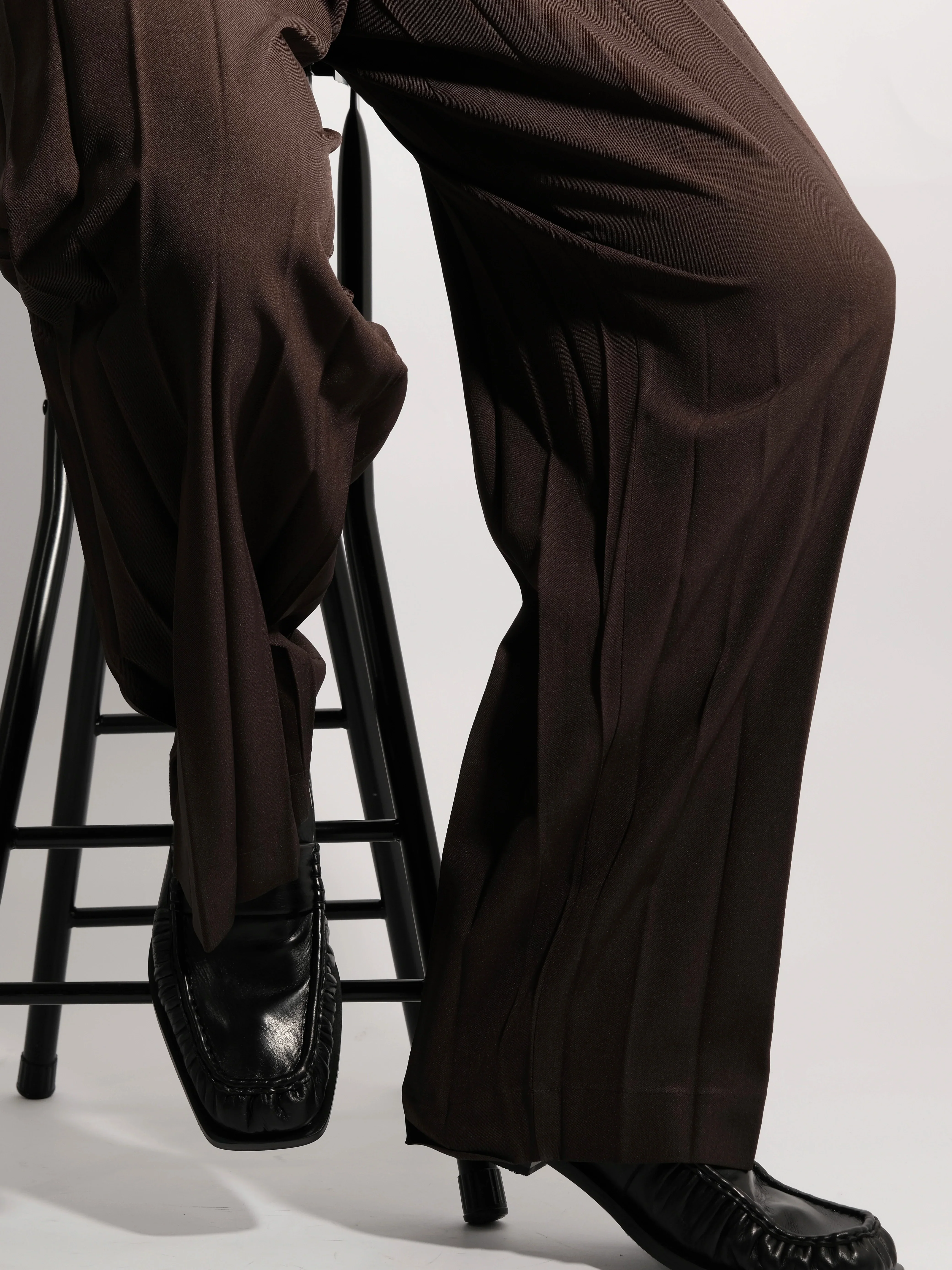Black Square-Toe Pleated Penny Loafers - Image 3