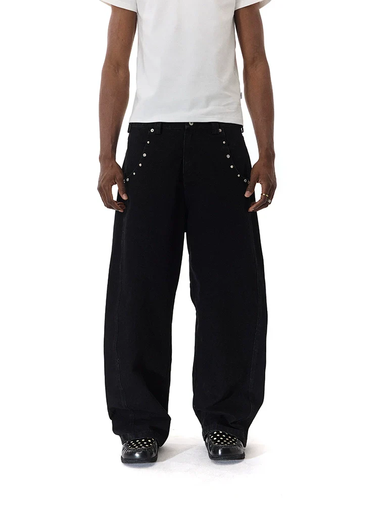 Black Studded Wide-Leg Jeans - Image 2