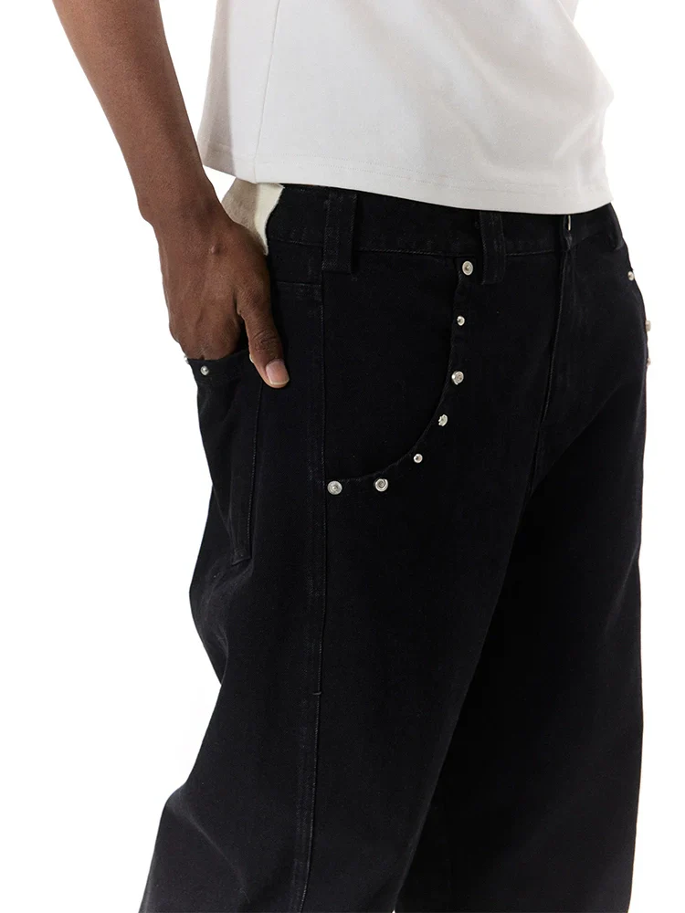 Black Studded Wide-Leg Jeans - Image 3