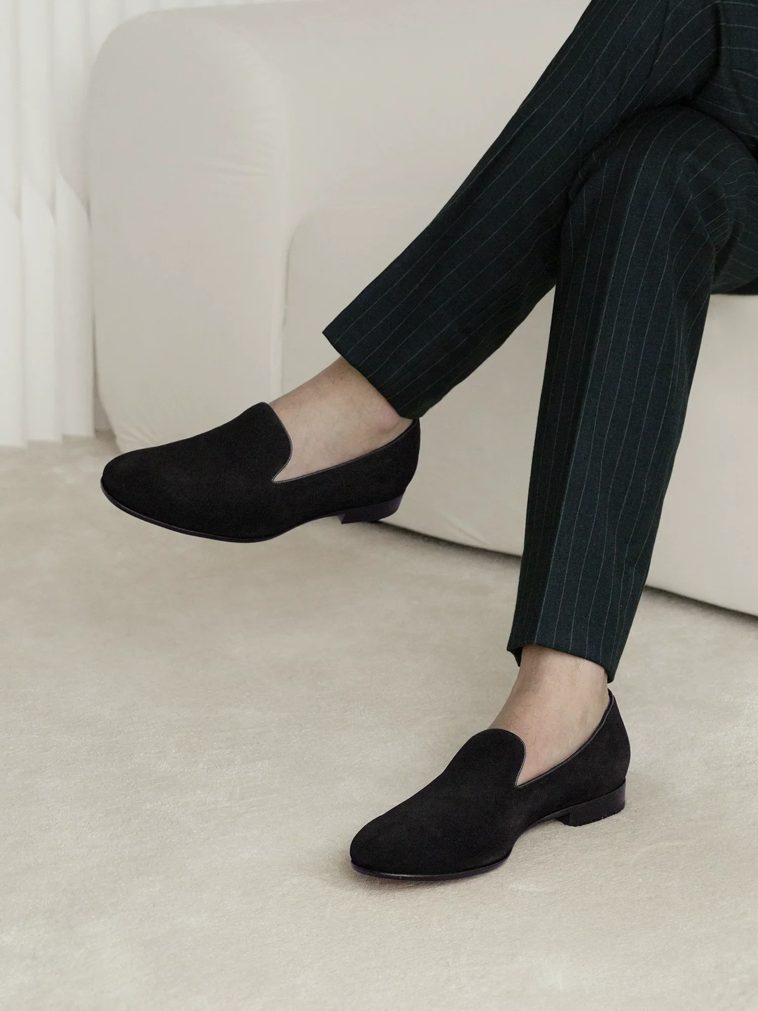 Black Suede Smoking Slippers