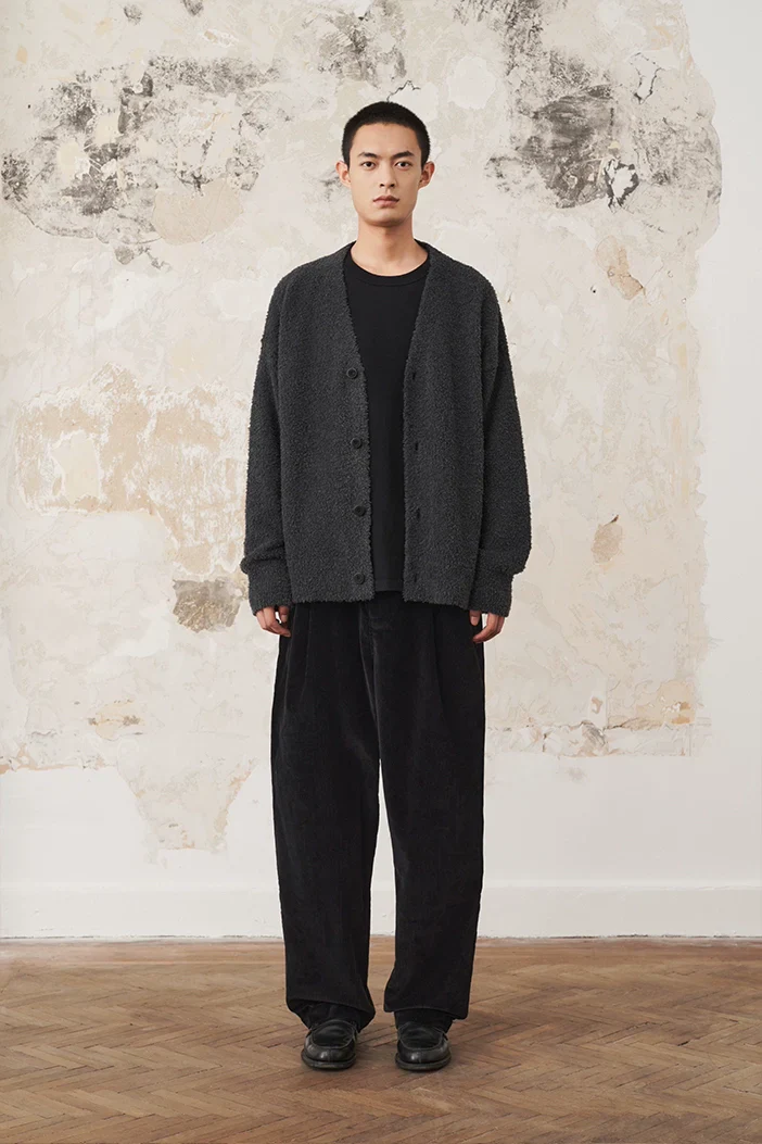 Black Supima Corduroy Tapered Trousers - Image 3