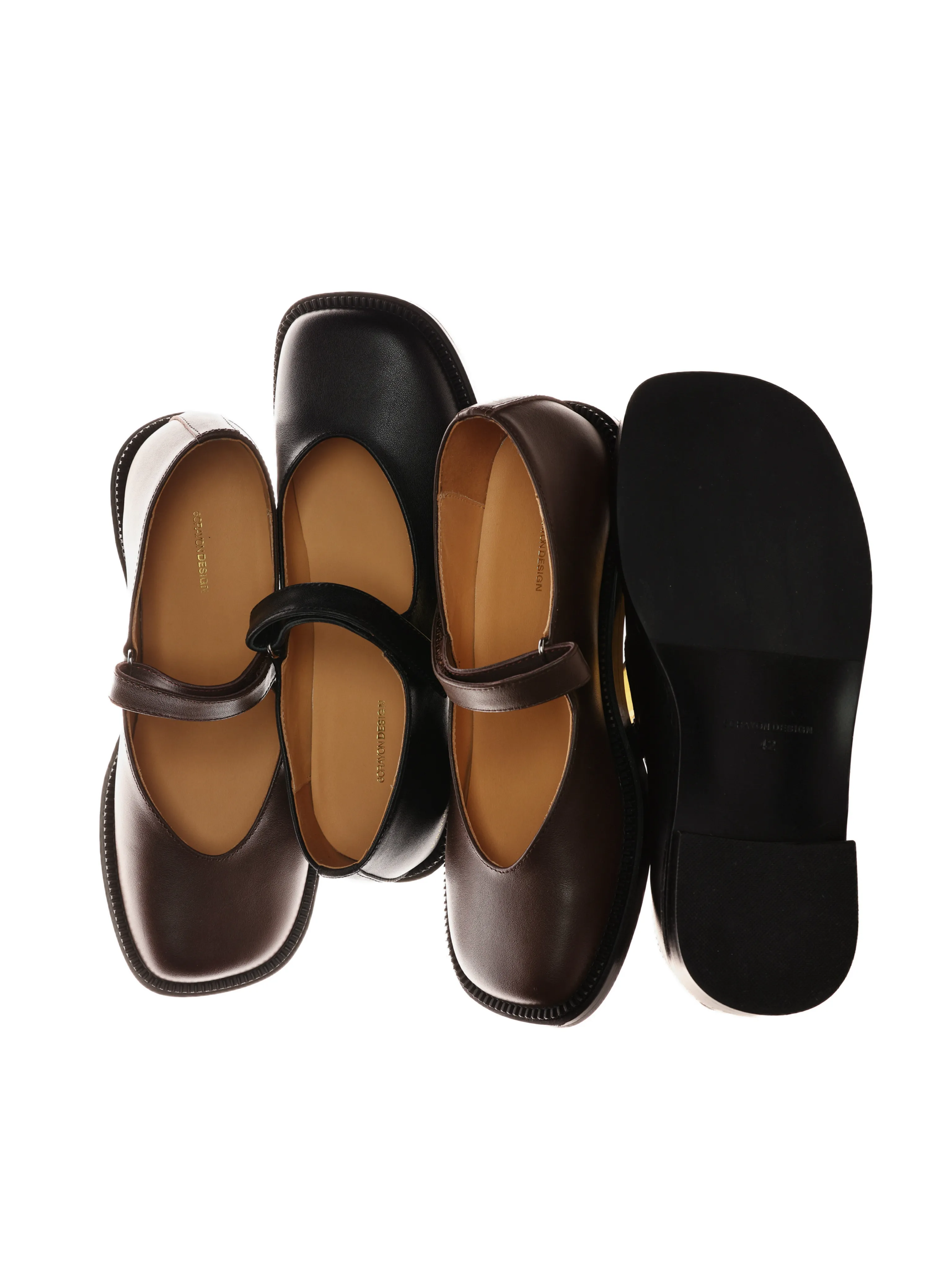 Black Top-Grain Leather Mary Jane Flats - Image 5