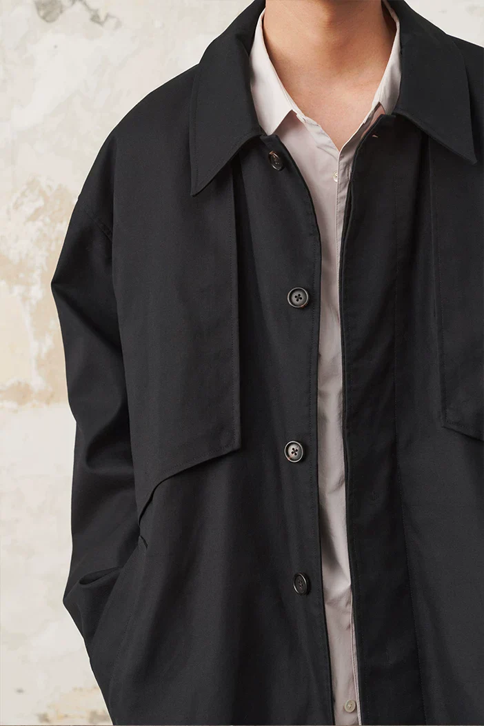 Black Water-Repellent Oversized Coat - Image 4