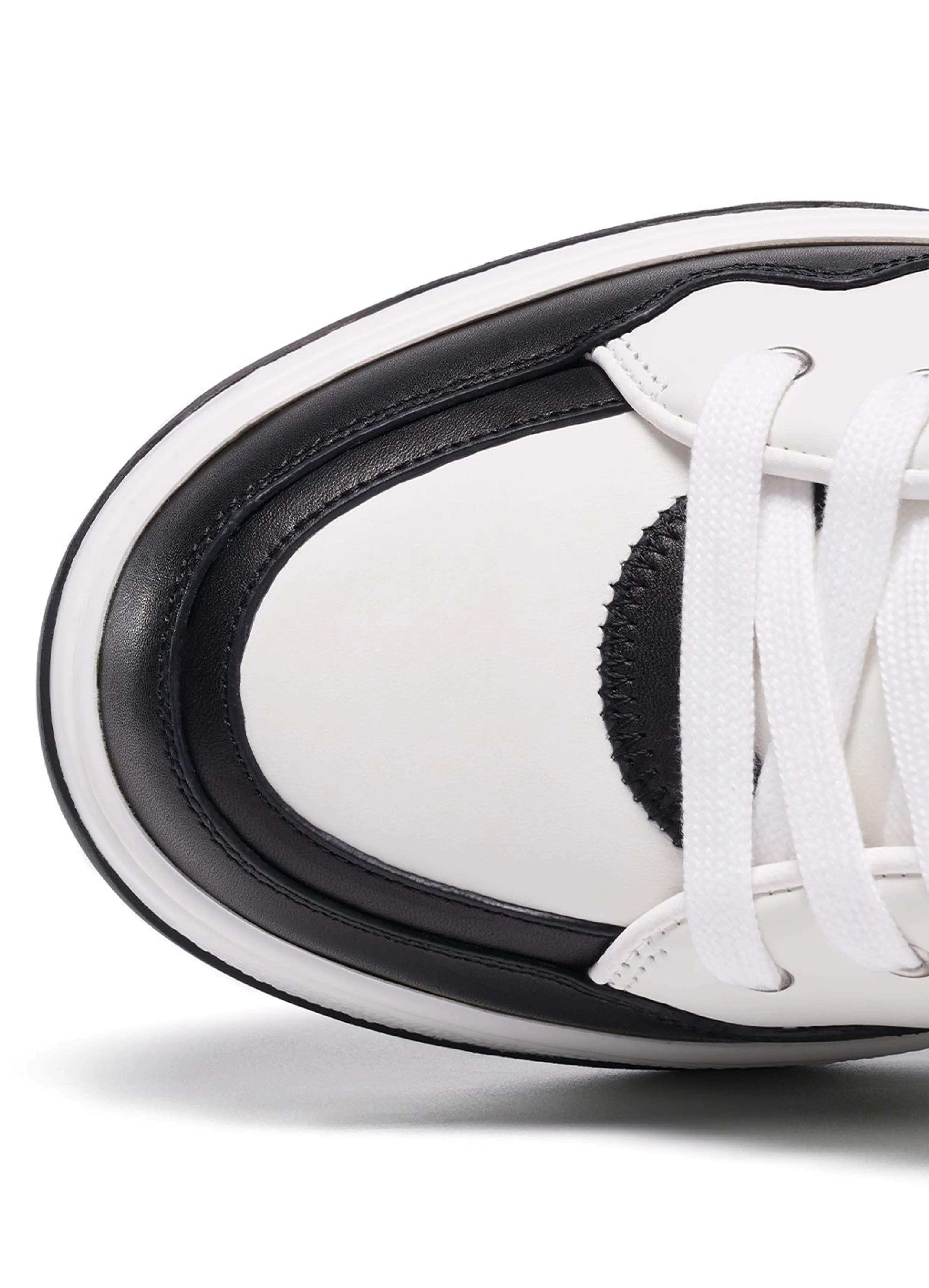 Black-White Calfskin Low-Top Sneakers - Image 4