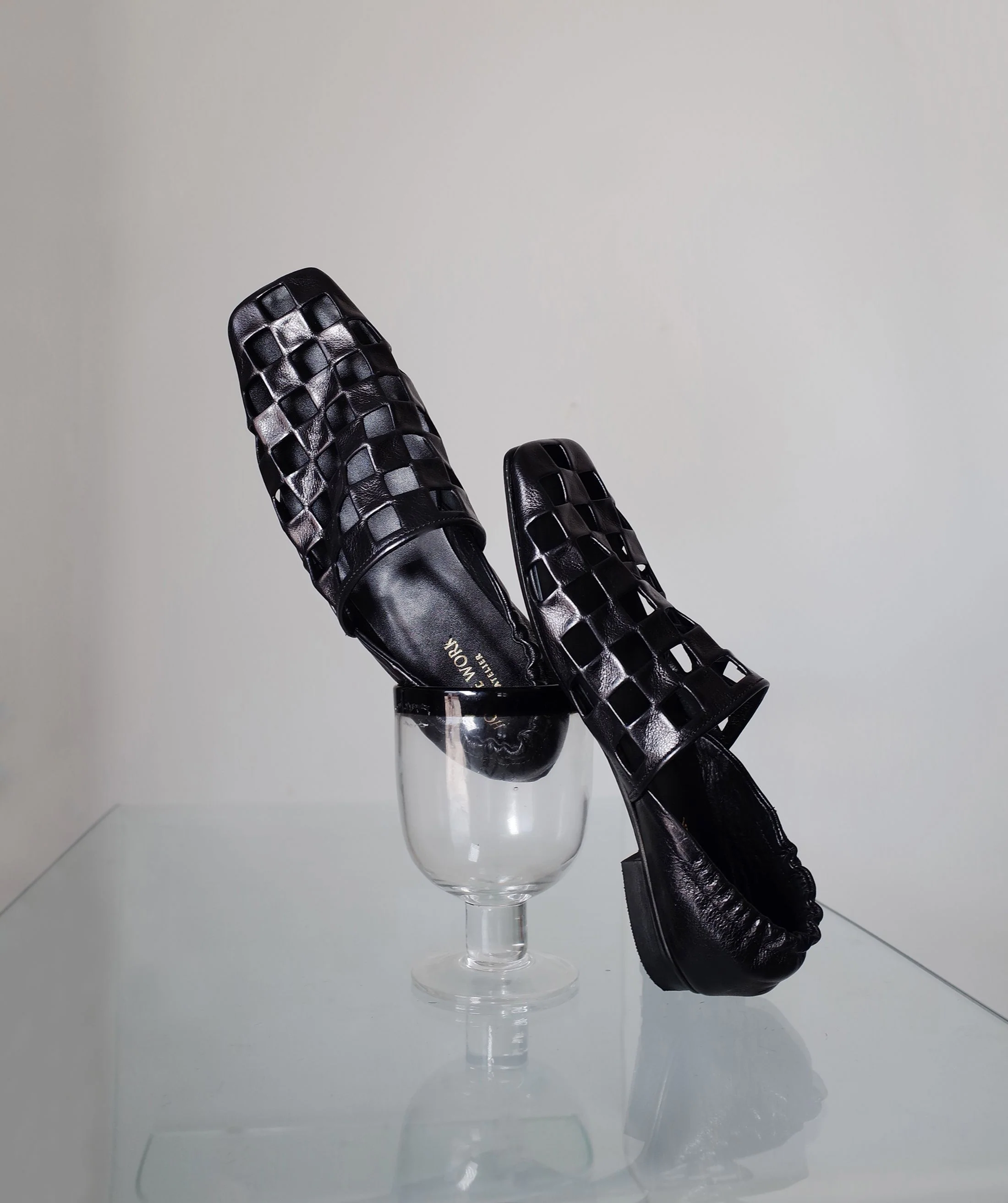 Black Woven Square Toe Flats - Image 4