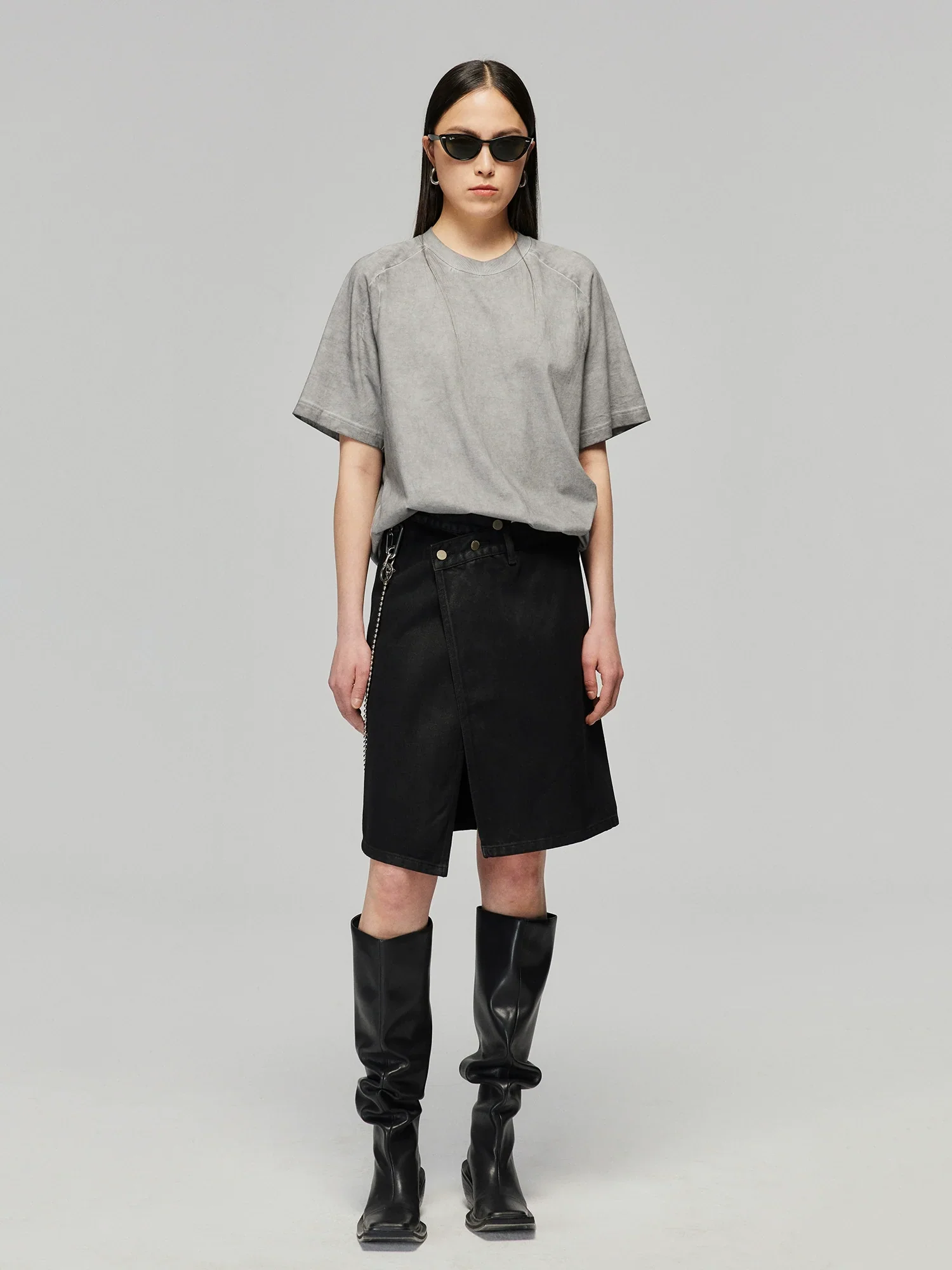 Black Wrap Denim Skirt - Image 2