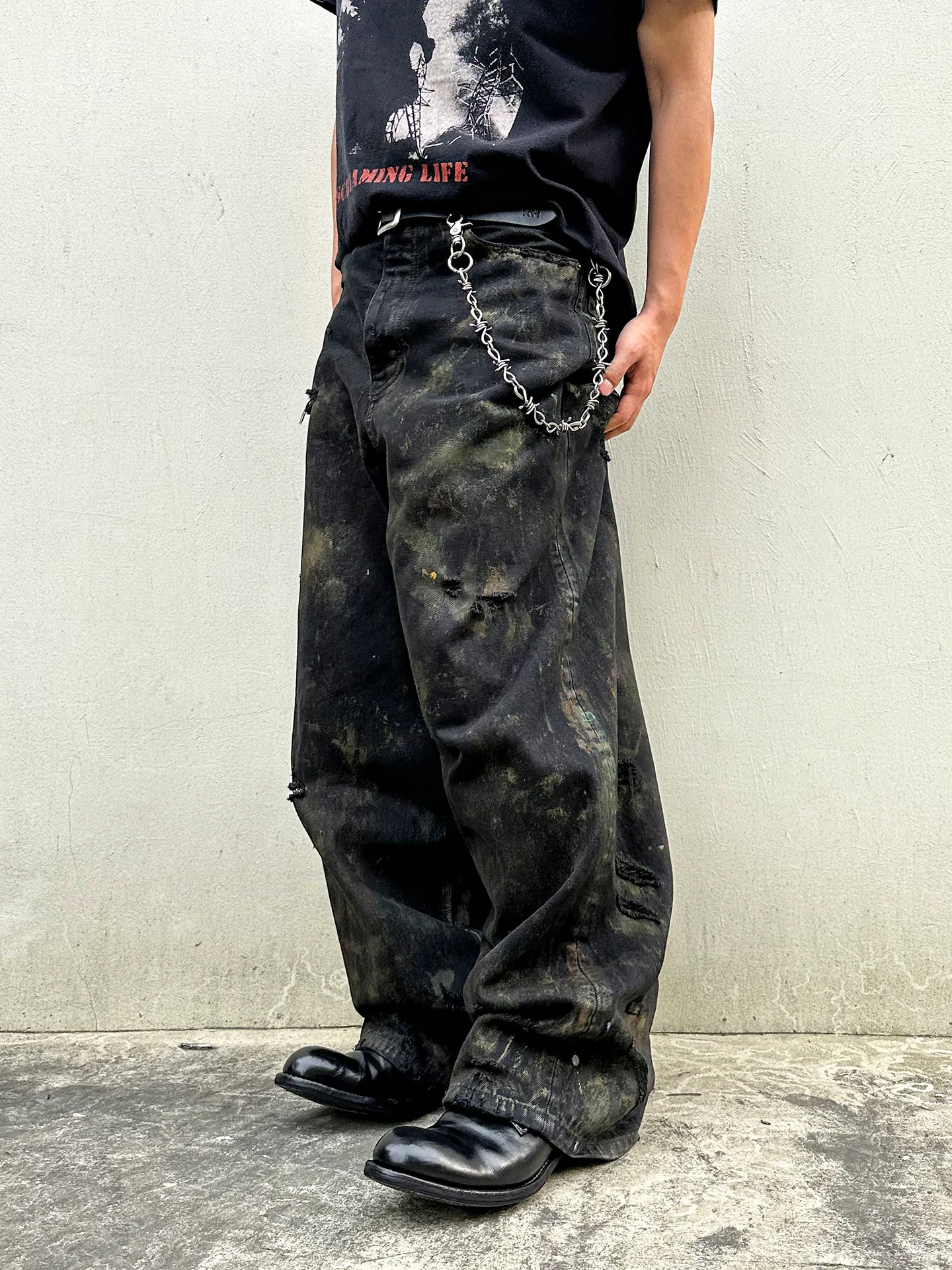 Bleach-Splatter Wide-Leg Jeans - Image 3