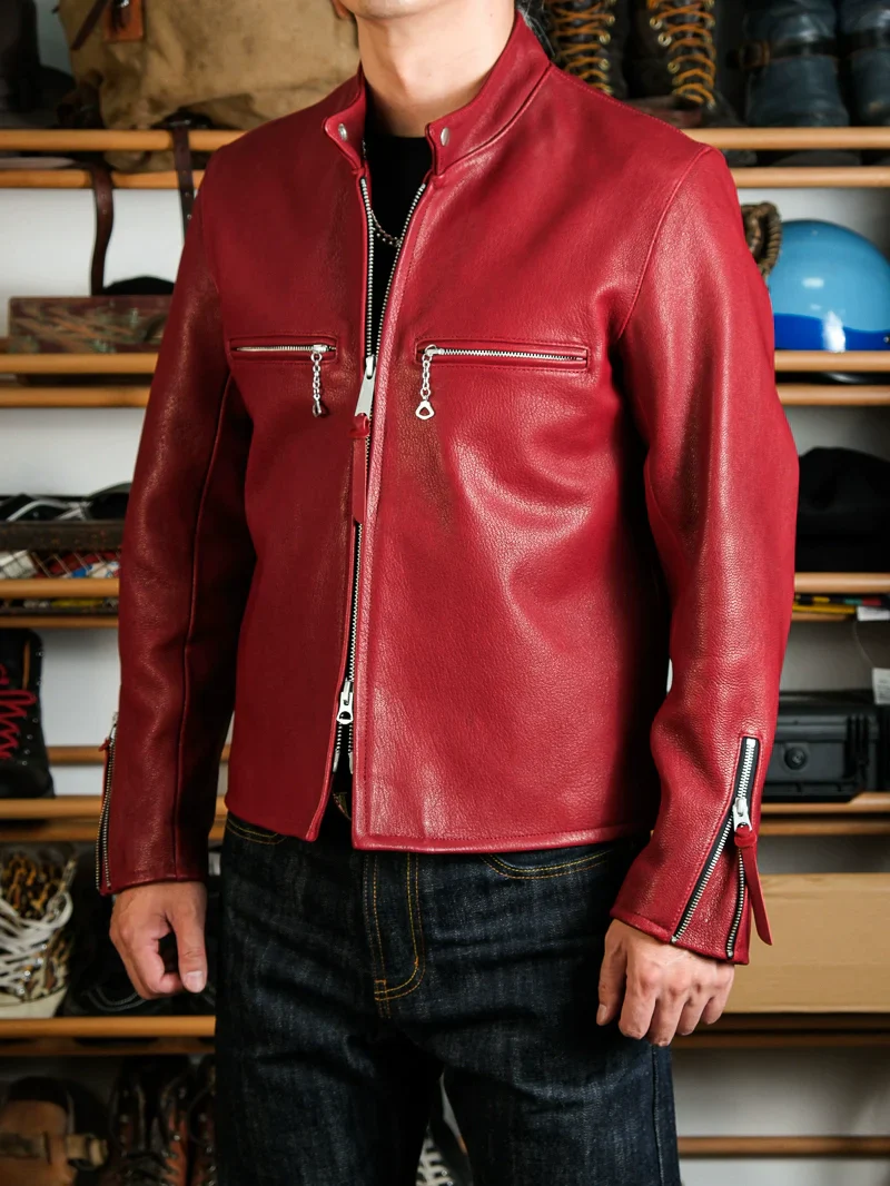 Bloodstone Goatskin Cafe Racer Jacket - Image 4