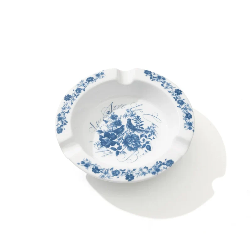 Blue Floral Ceramic Ashtray - Image 5