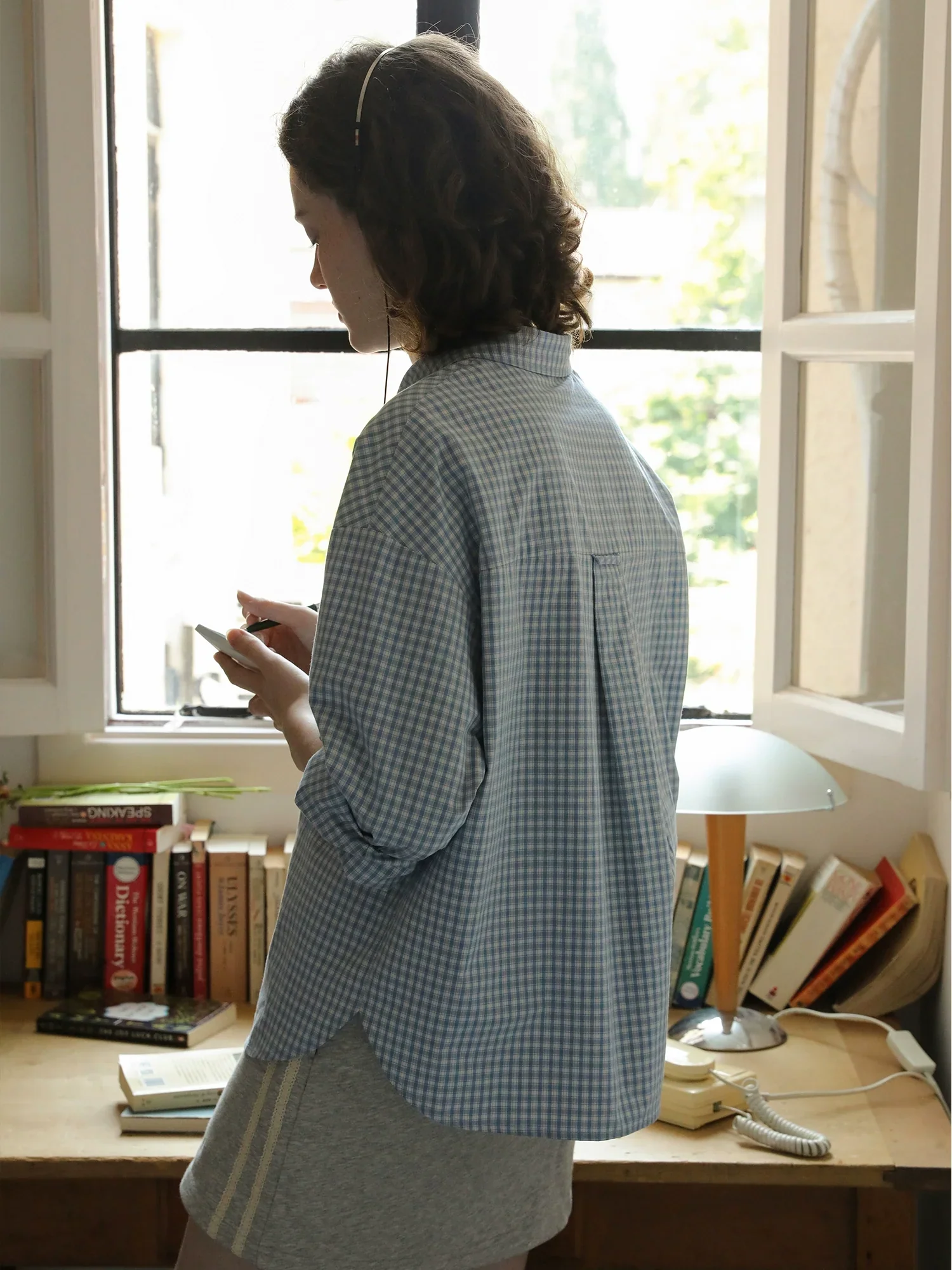 Blue Gingham Oversized Shirt - Image 3