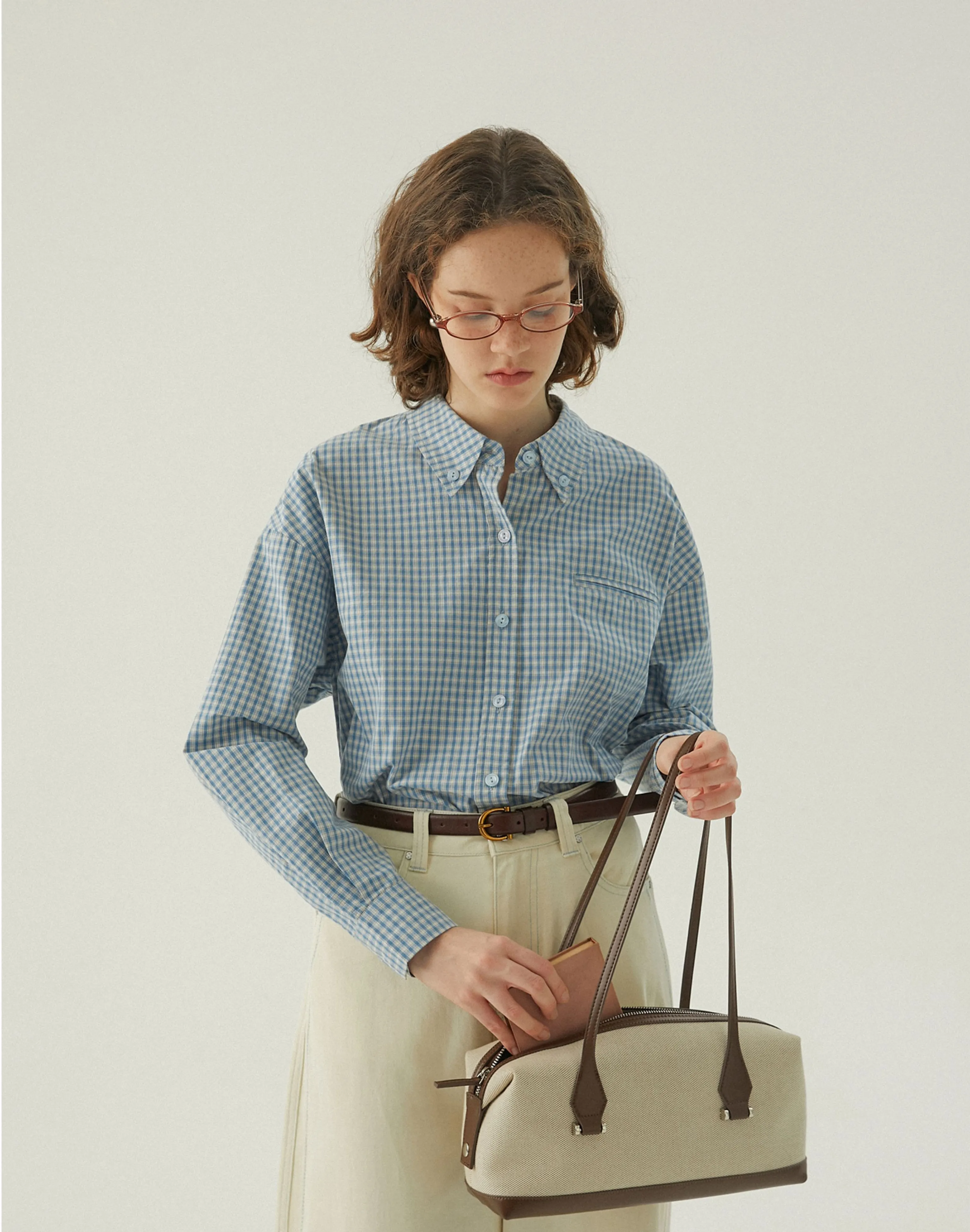 Blue Gingham Oversized Shirt - Image 6