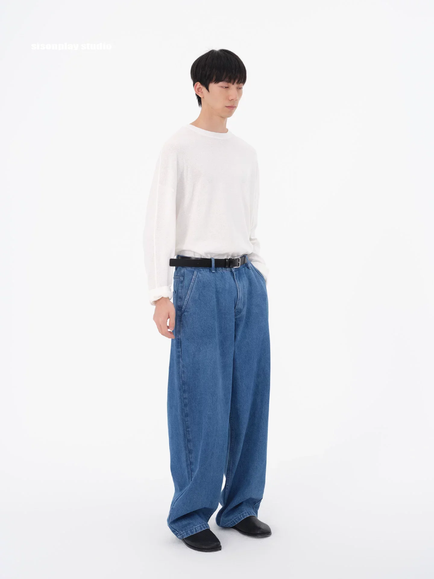 Blue Oversized Wide-Leg Washed Denim Jeans - Image 2