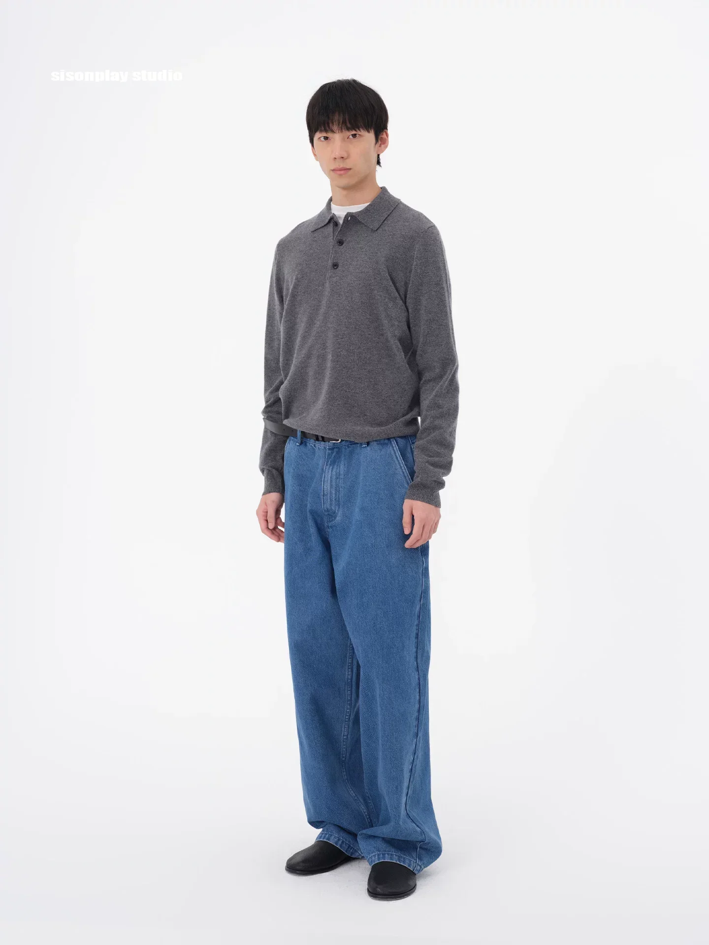 Blue Oversized Wide-Leg Washed Denim Jeans - Image 3